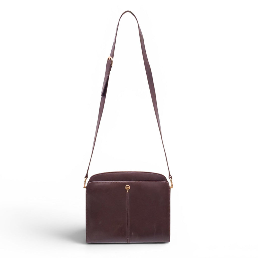 GUCCI VINTAGE BROWN LEATHER CROSSBODY BAG
