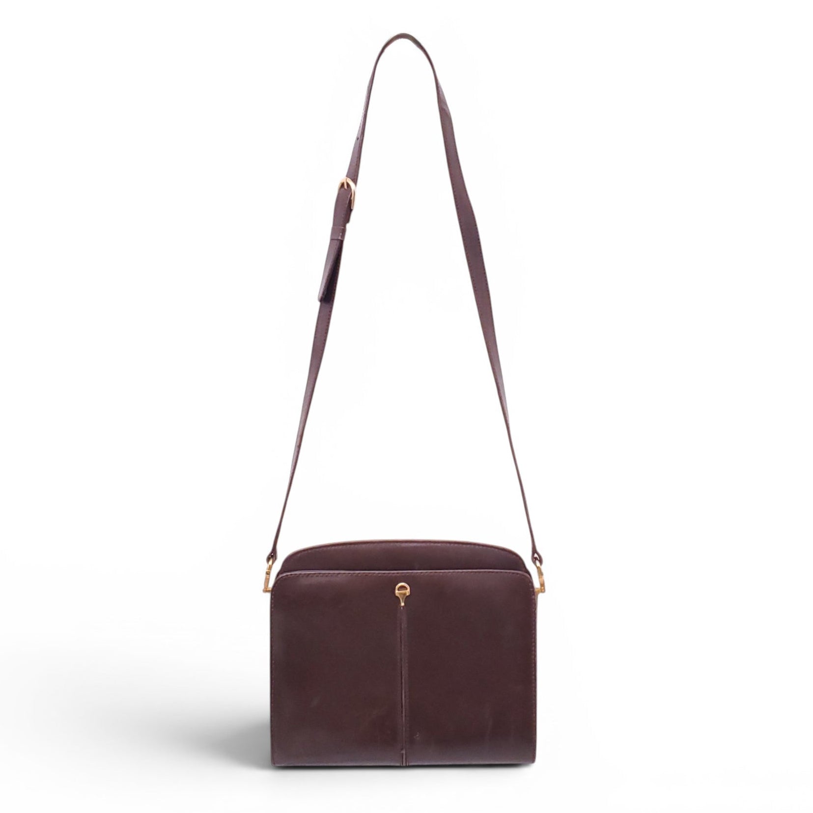 GUCCI VINTAGE BROWN LEATHER CROSSBODY BAG