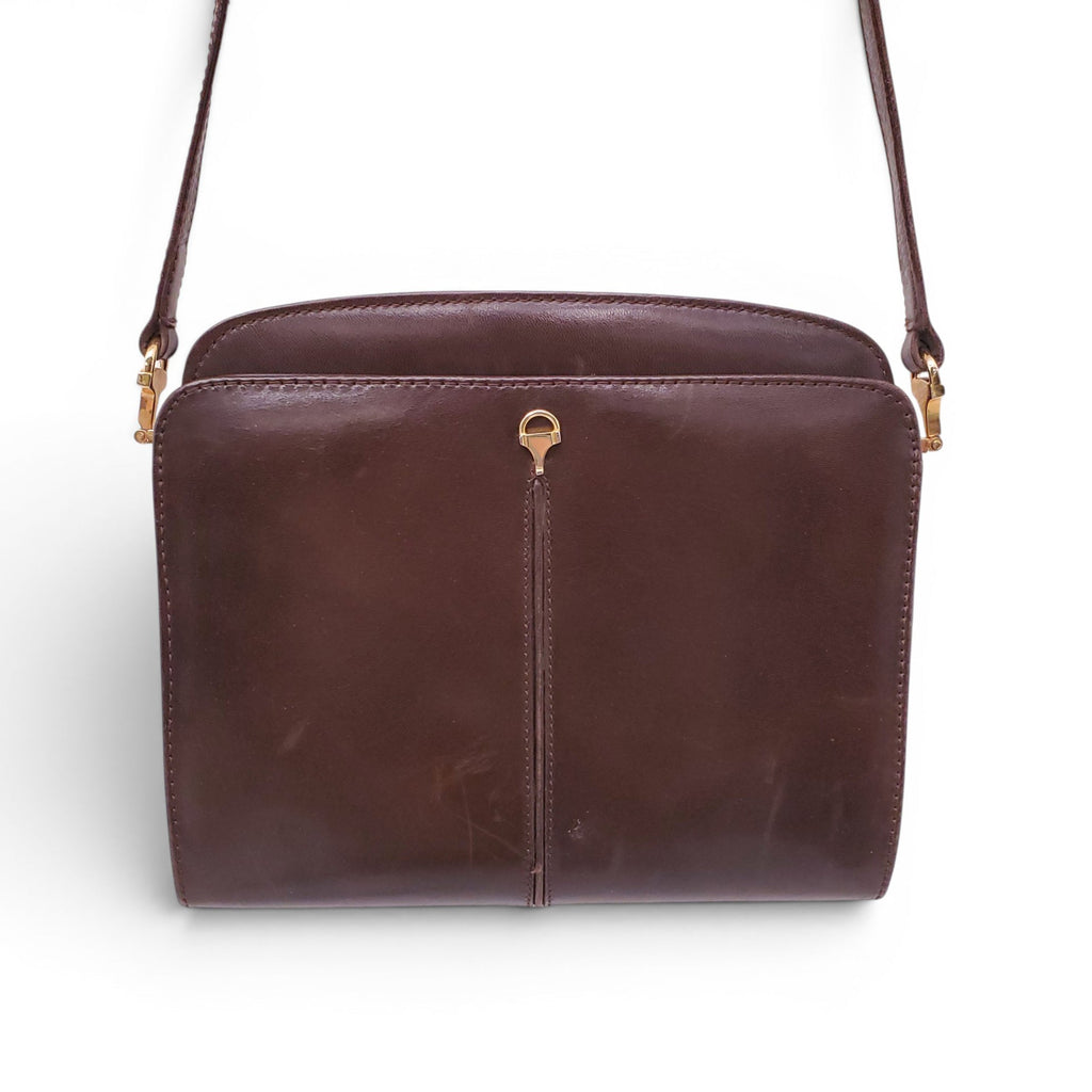 GUCCI VINTAGE BROWN LEATHER CROSSBODY BAG