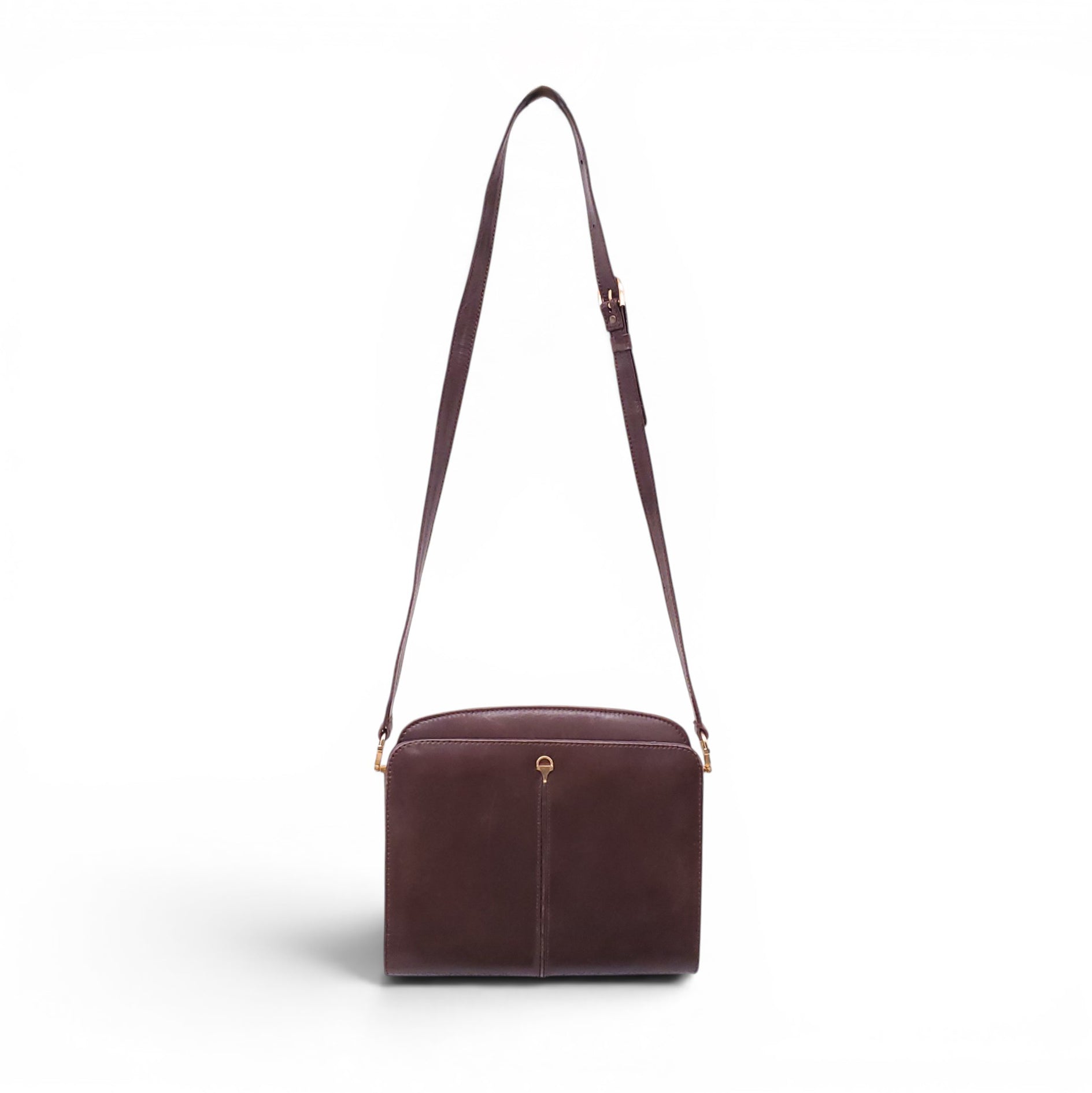 GUCCI VINTAGE BROWN LEATHER CROSSBODY BAG
