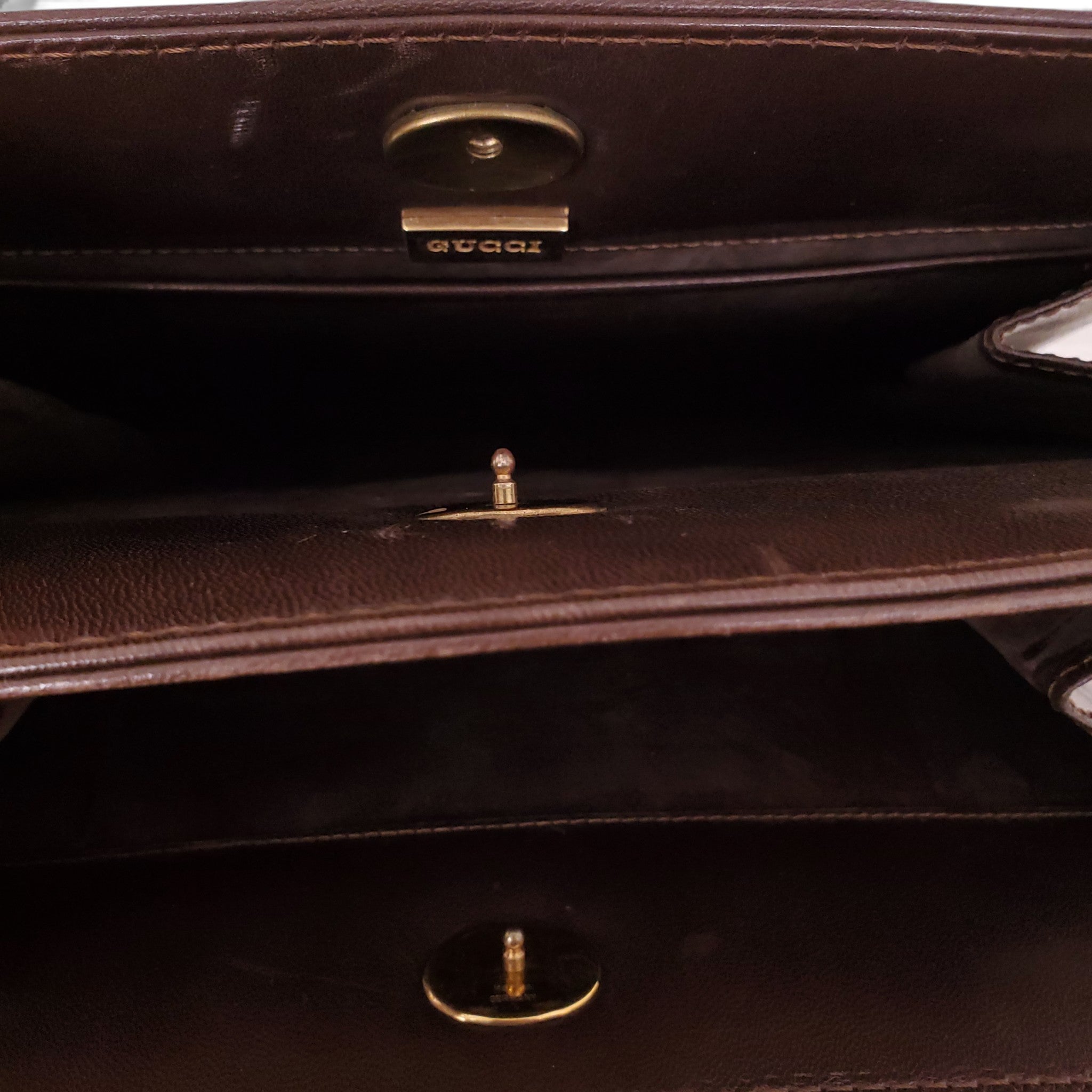 GUCCI VINTAGE BROWN LEATHER CROSSBODY BAG
