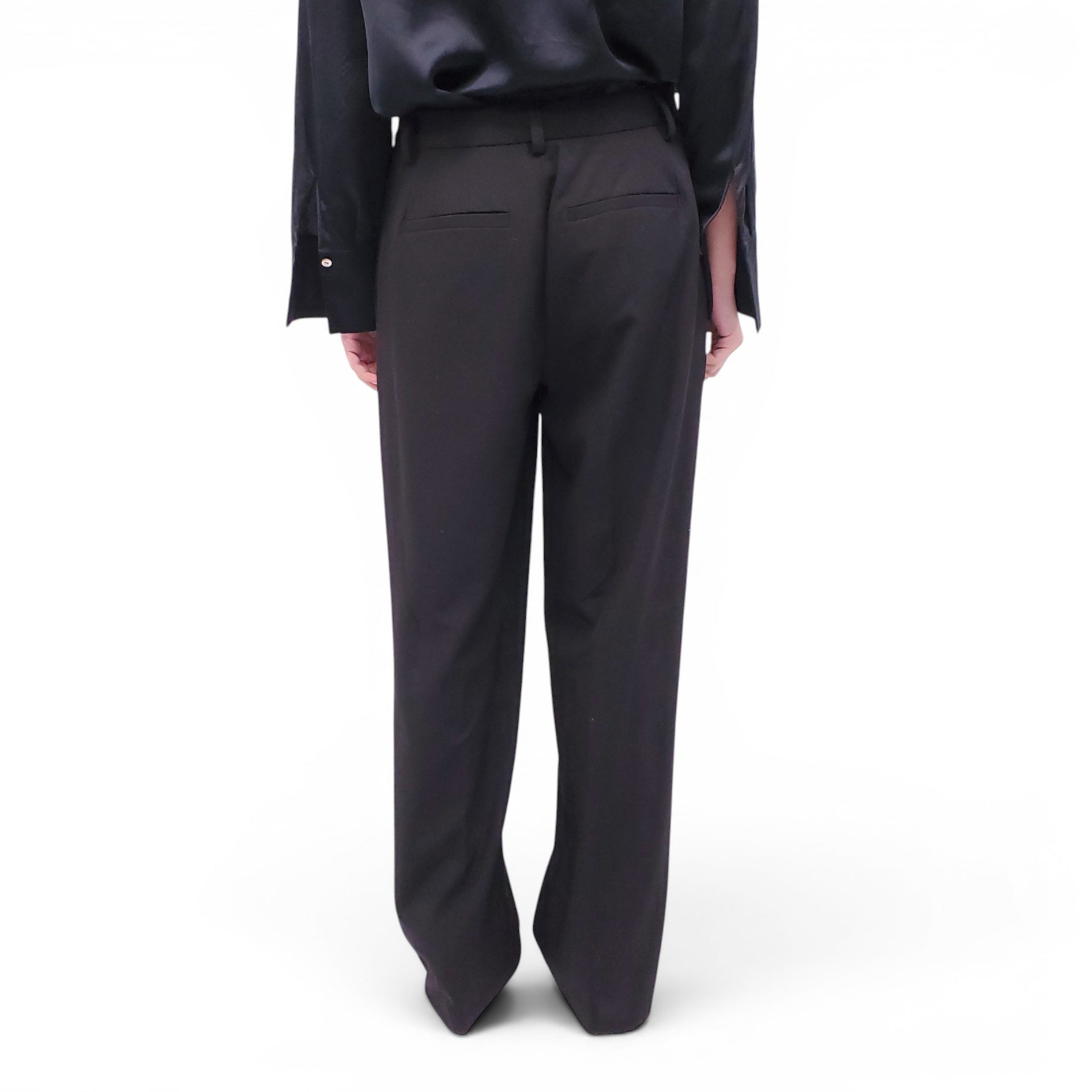 GUIZIO BLACK WIDE LEG TROUSERS - SIZE L