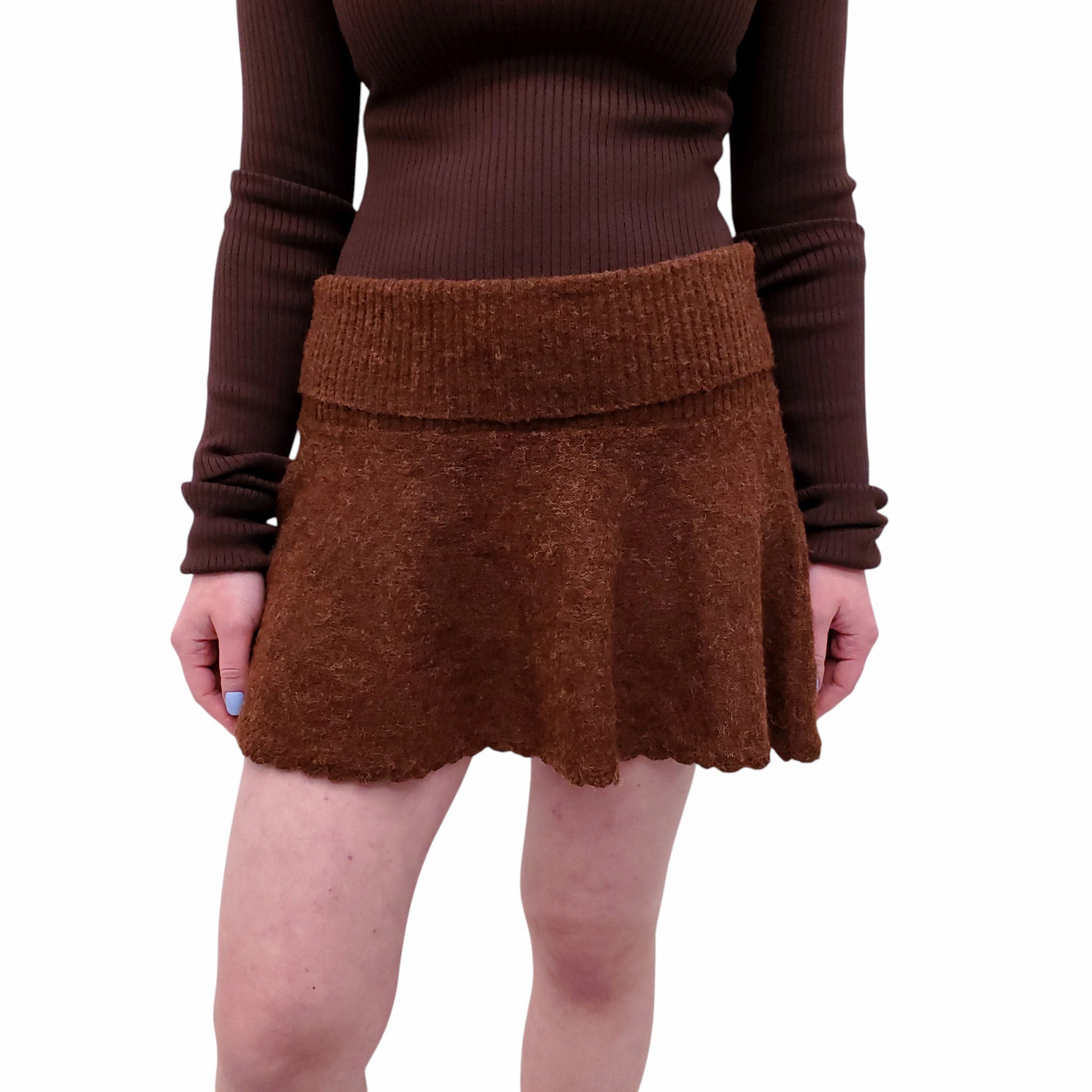 GUIZIO BROWN KNIT SKIRT - SIZE XL