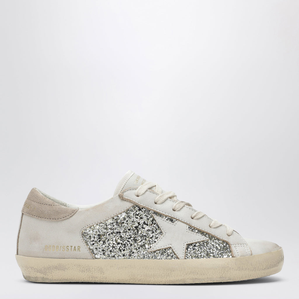Golden Goose White/Platinum Glitter Super-Star Sneakers Women
