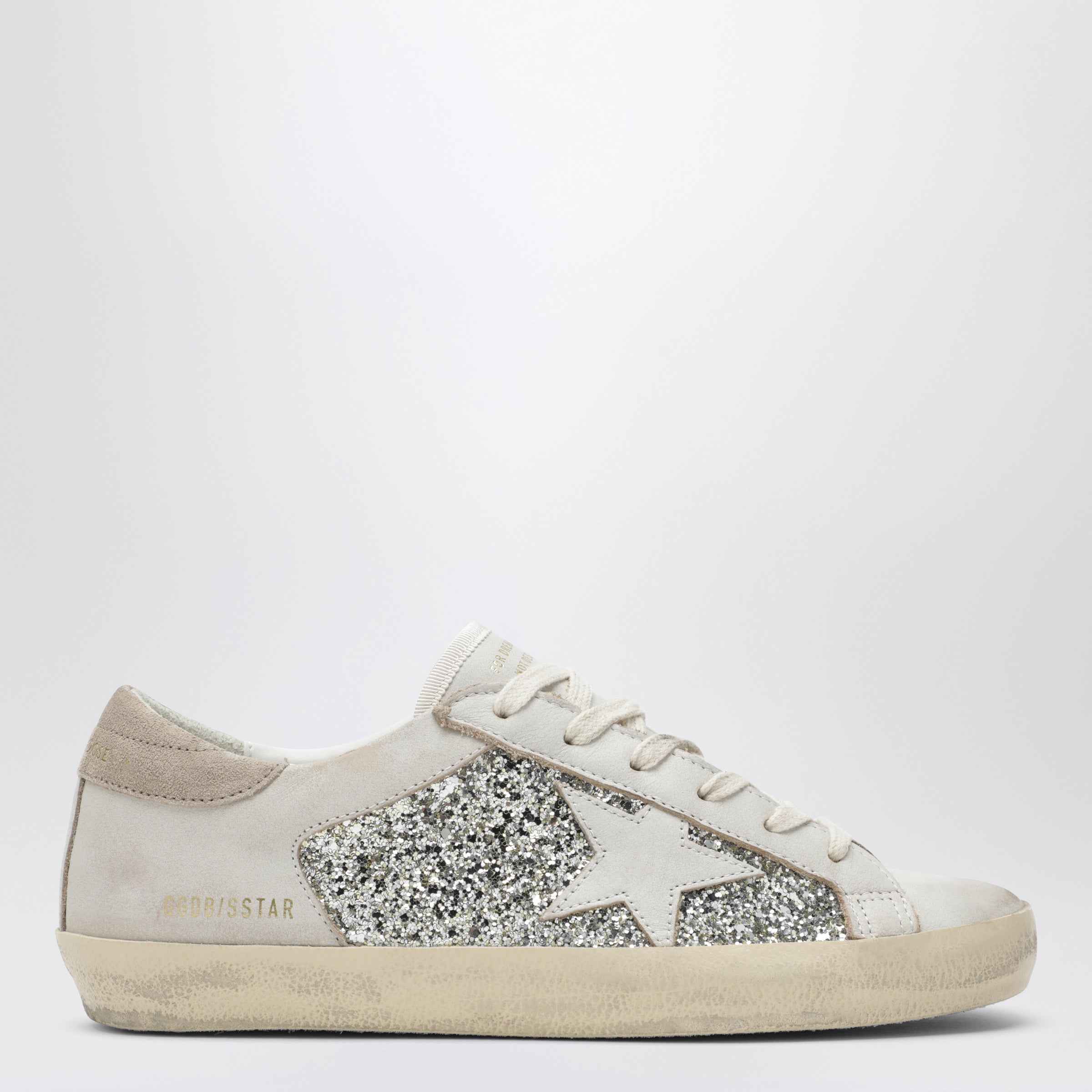 Golden Goose White/Platinum Glitter Super-Star Sneakers Women