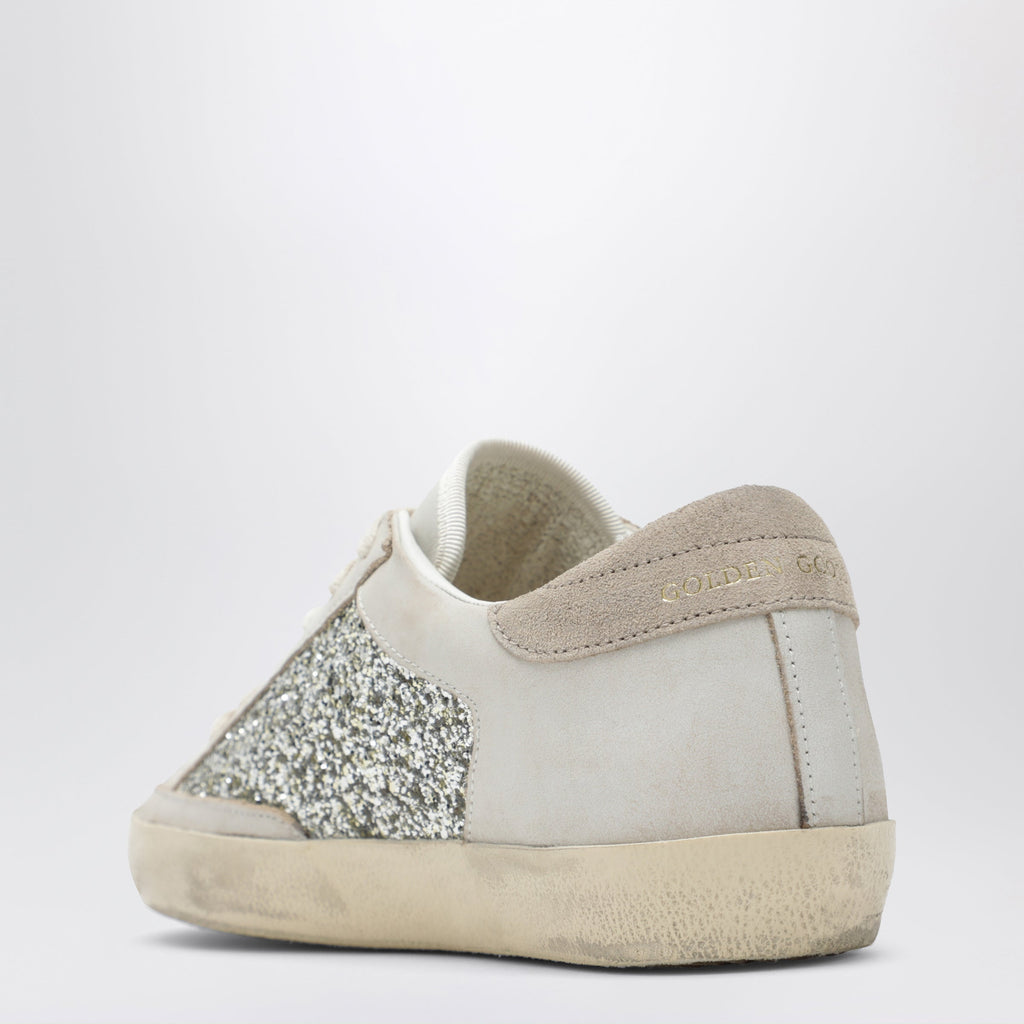 Golden Goose White/Platinum Glitter Super-Star Sneakers Women
