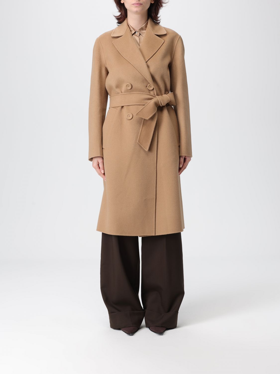 Max Mara Studio Coat Woman Camel