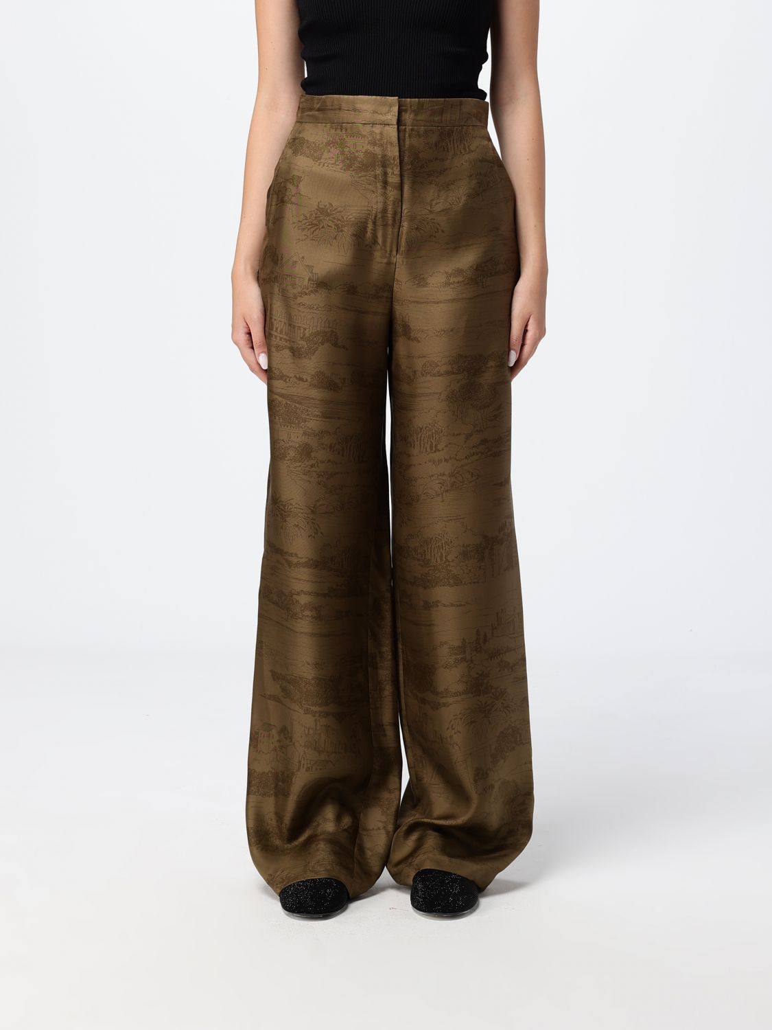 Max Mara Studio Pants Woman Kaki