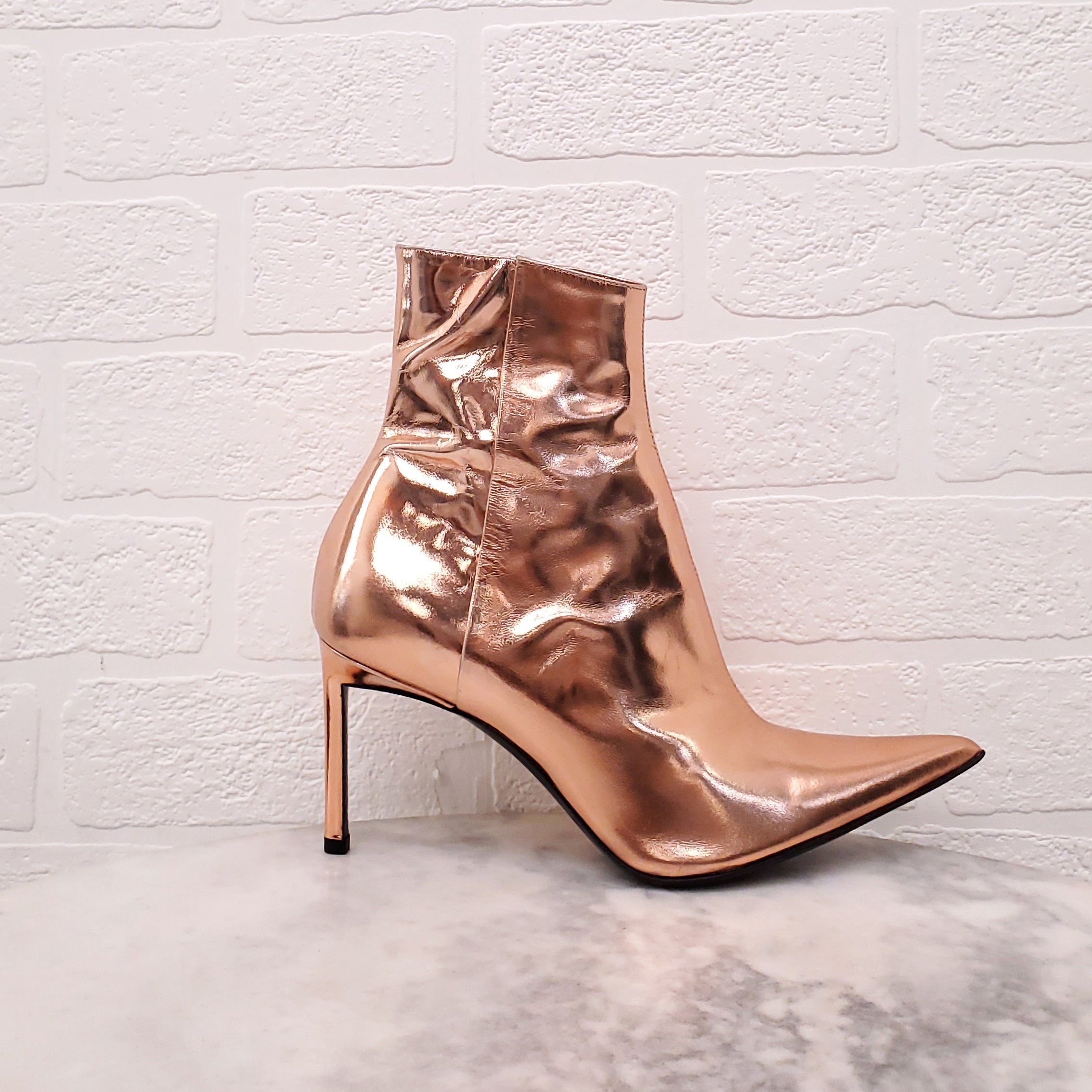 HAIDER ACKERMANN BRONZE METALLIC BOOTIES - SIZE 35