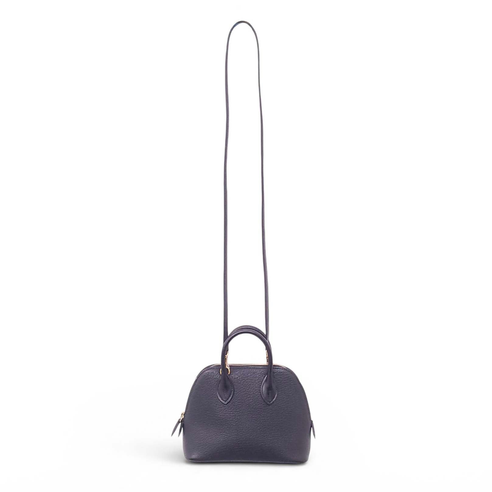 HERMÈS BLACK MINI CHEVRE BOLIDE TOP HANDLE BAG