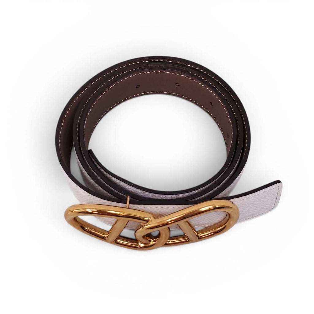 HERMÈS BROWN AND CREAM REVERSIBLE BELT - SIZE 85