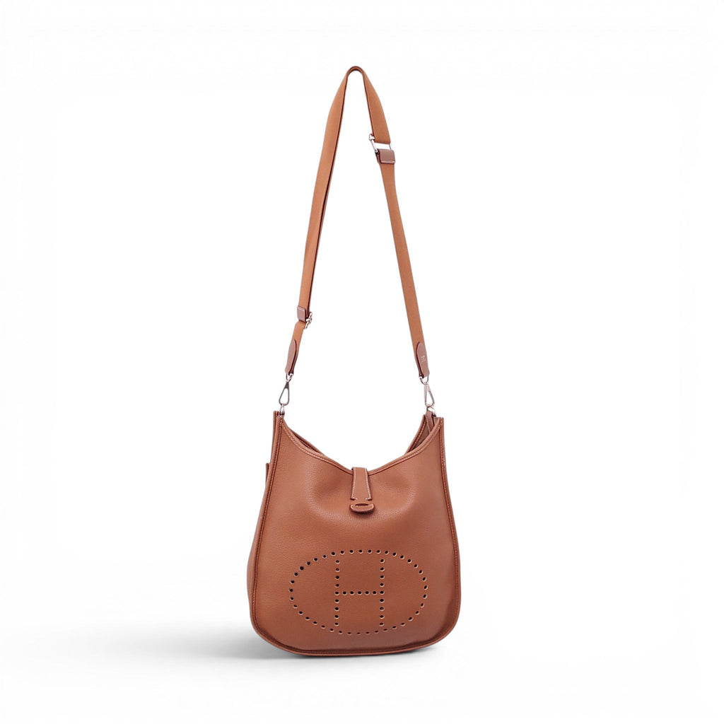 HERMÈS BROWN CLÉMENCE LEATHER EVELYN 29 GM BAG