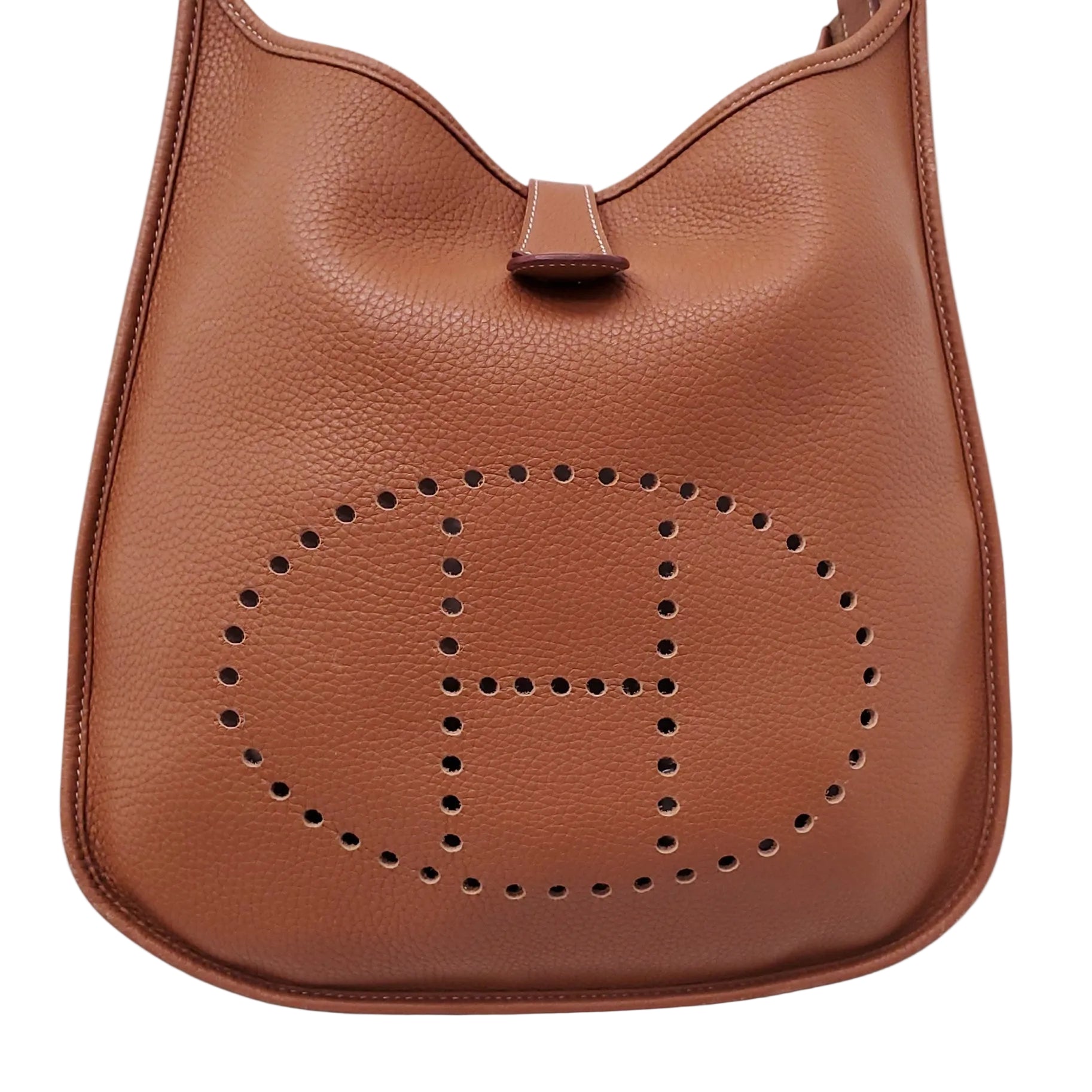 HERMÈS BROWN CLÉMENCE LEATHER EVELYN 29 GM BAG