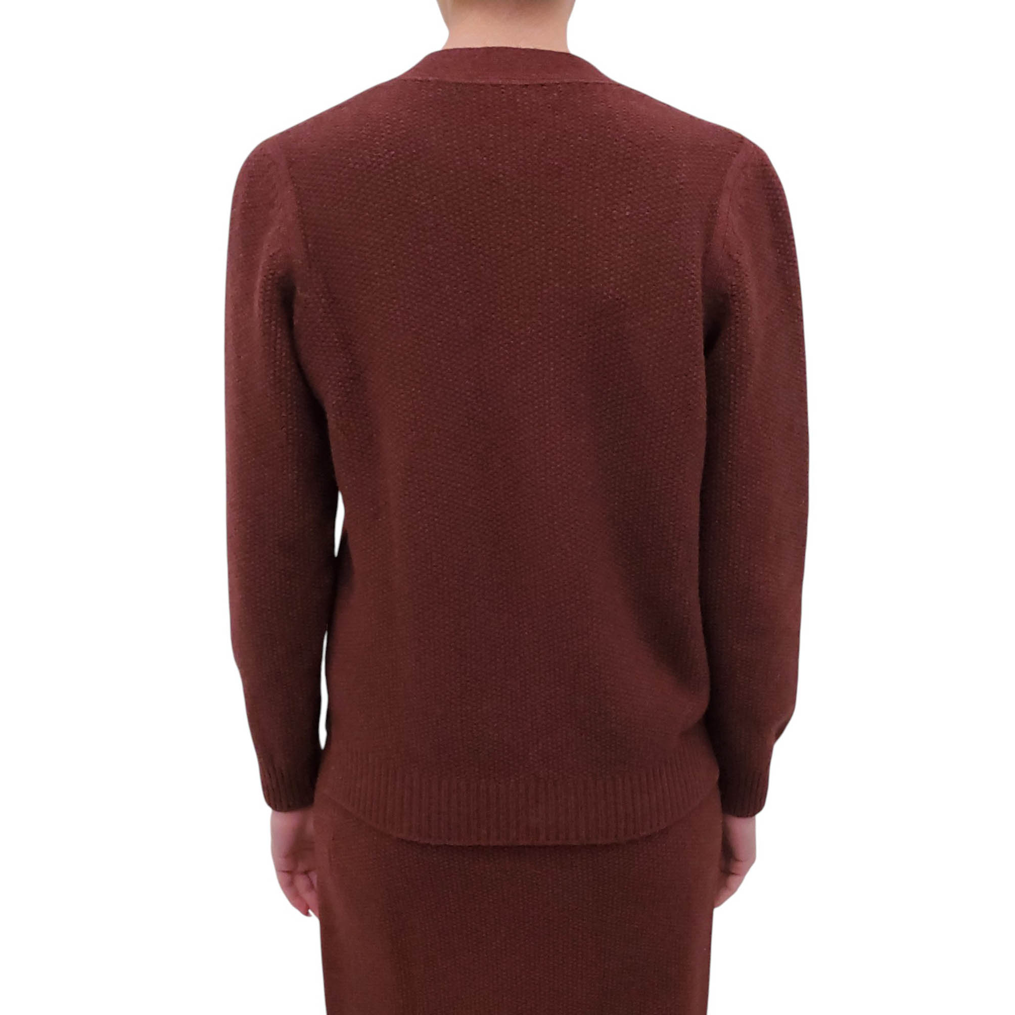 HERMÈS BURGUNDY KNIT SKIRT SET - SIZE 38