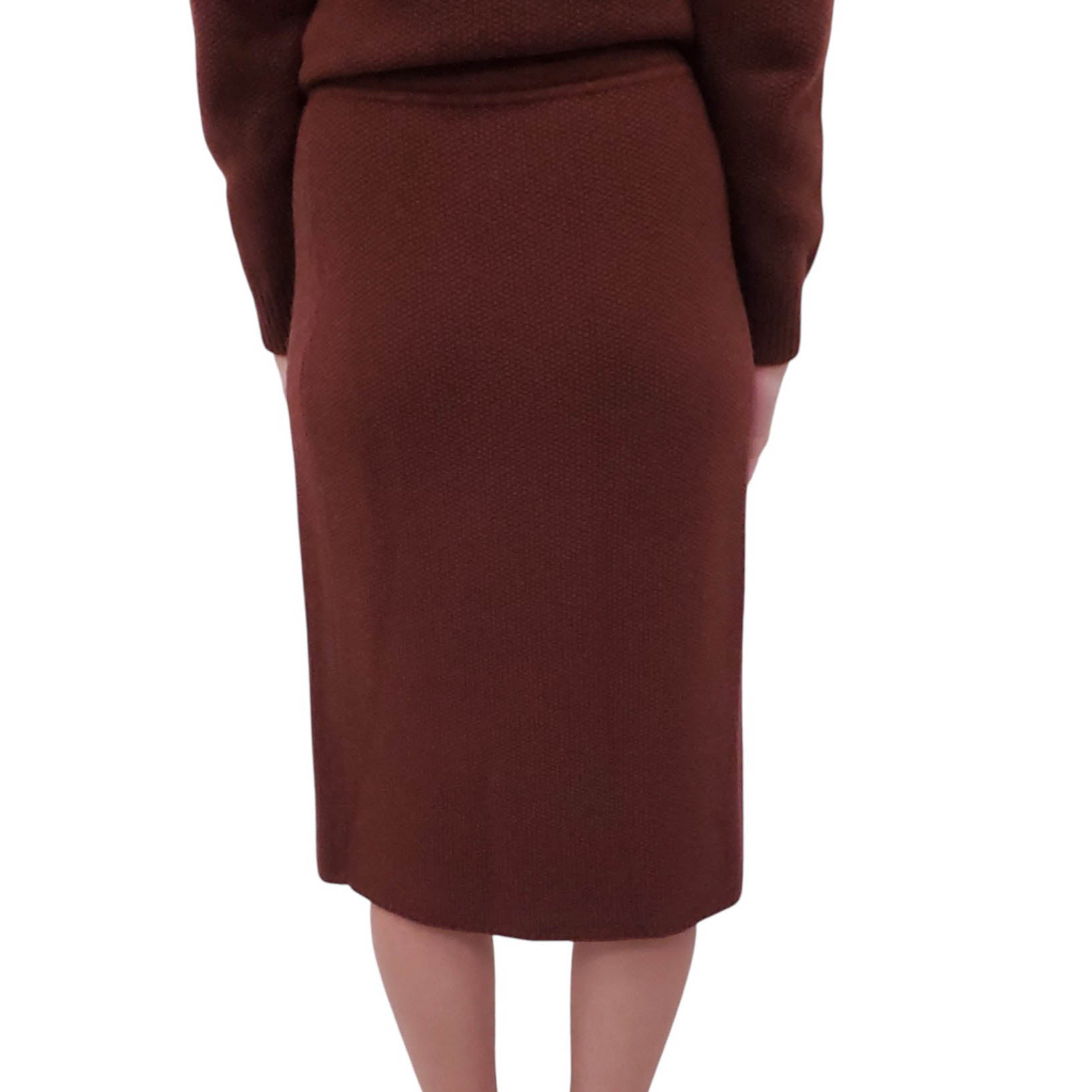 HERMÈS BURGUNDY KNIT SKIRT SET - SIZE 38