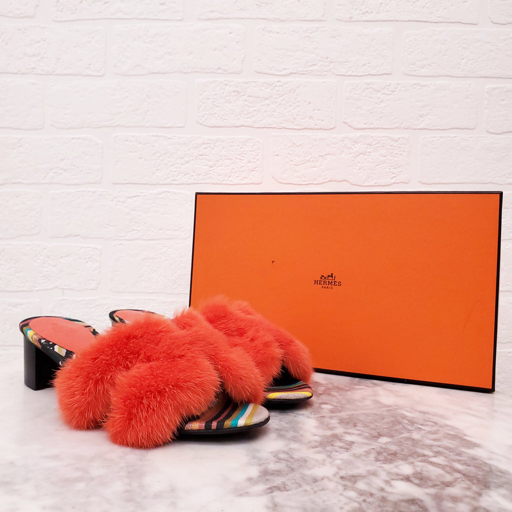 HERMÈS CORAL MINK OASIS SANDALS - SIZE 35