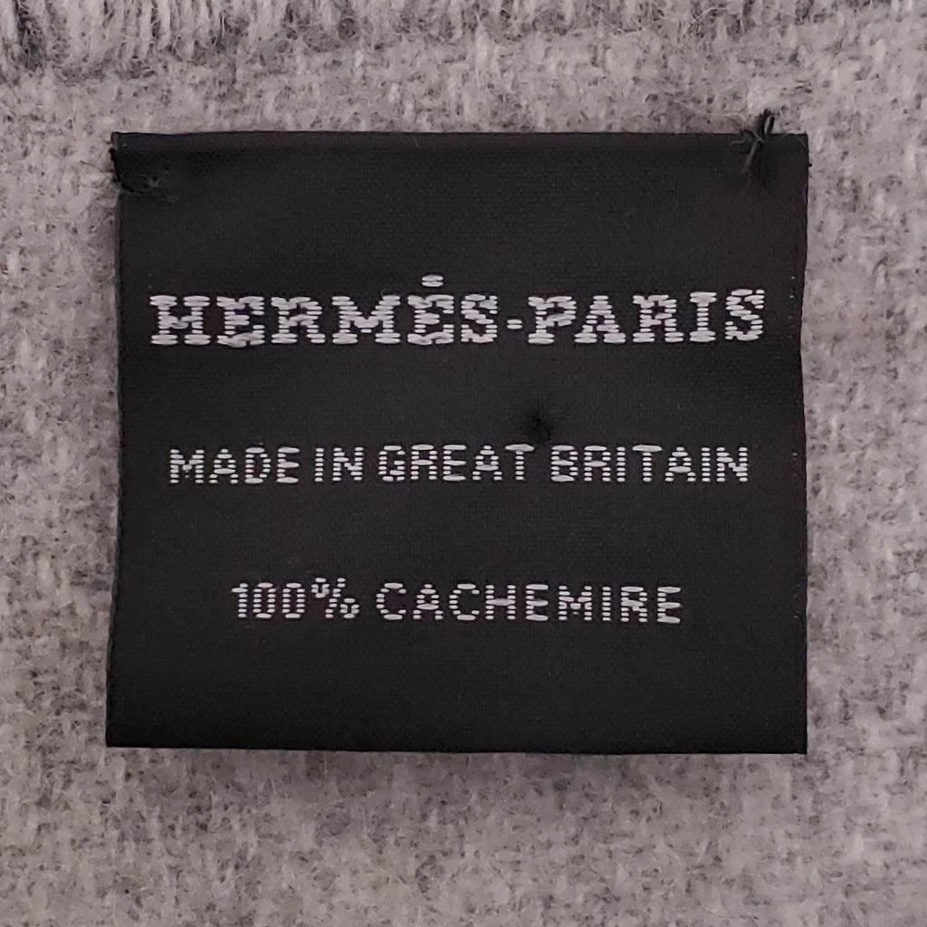 HERMÈS GREY DOUBLE SIDED BELT PRINT CASHMERE SCARF