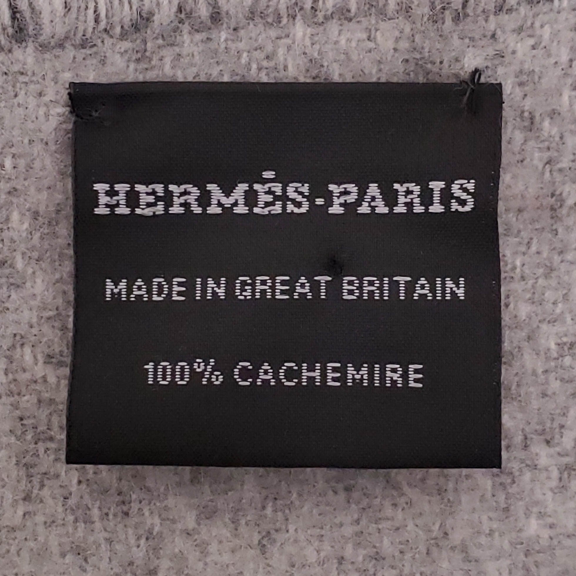 HERMÈS GREY DOUBLE SIDED BELT PRINT CASHMERE SCARF