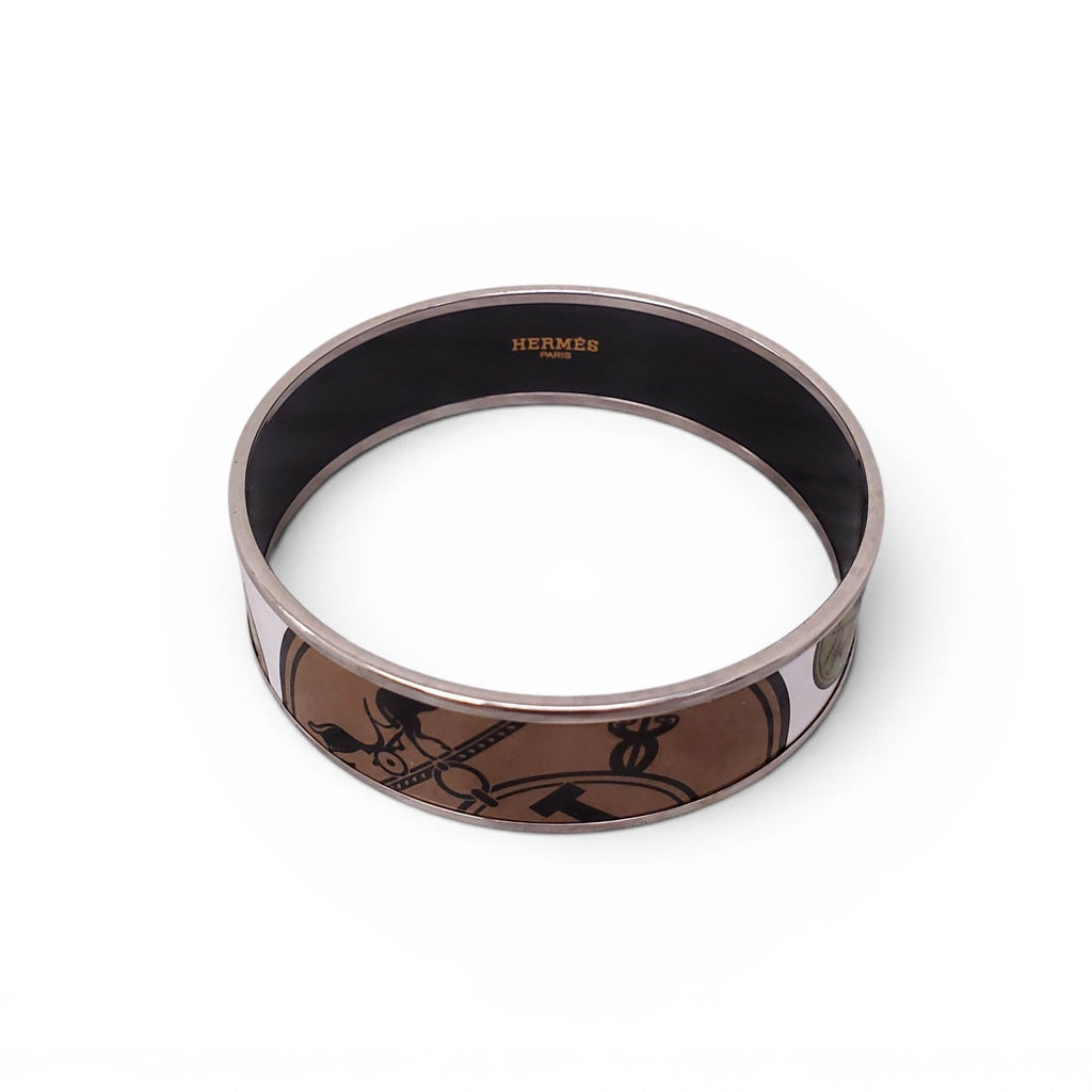 HERMÈS LARGE H LOGO PATTERNED BANGLE - SIZE 70