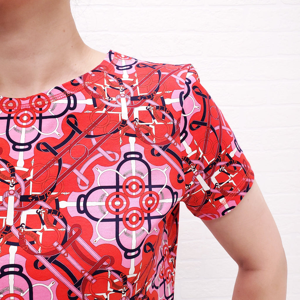 HERMÈS PINK AND RED PATTERNED T-SHIRT - SIZE 42