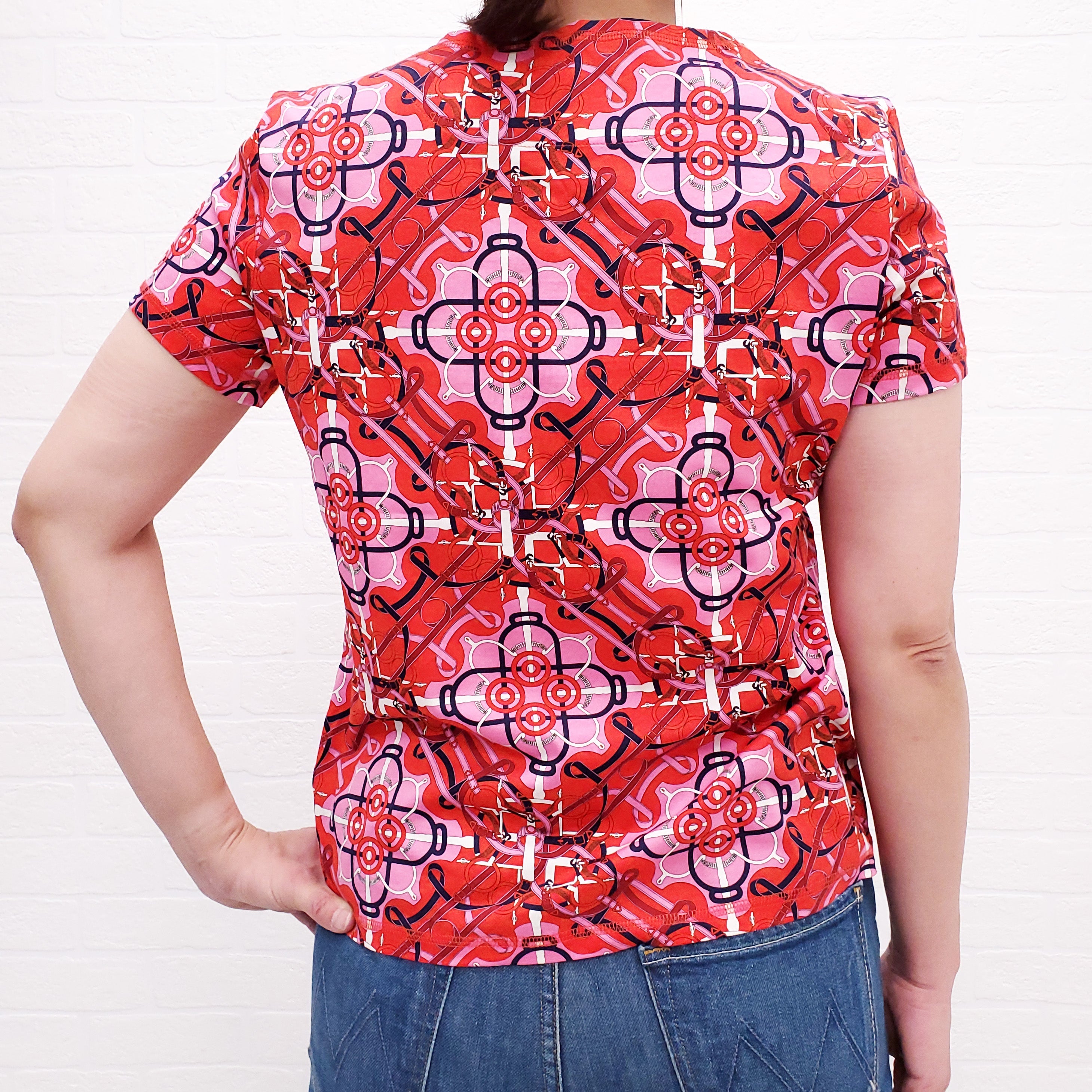 HERMÈS PINK AND RED PATTERNED T-SHIRT - SIZE 42