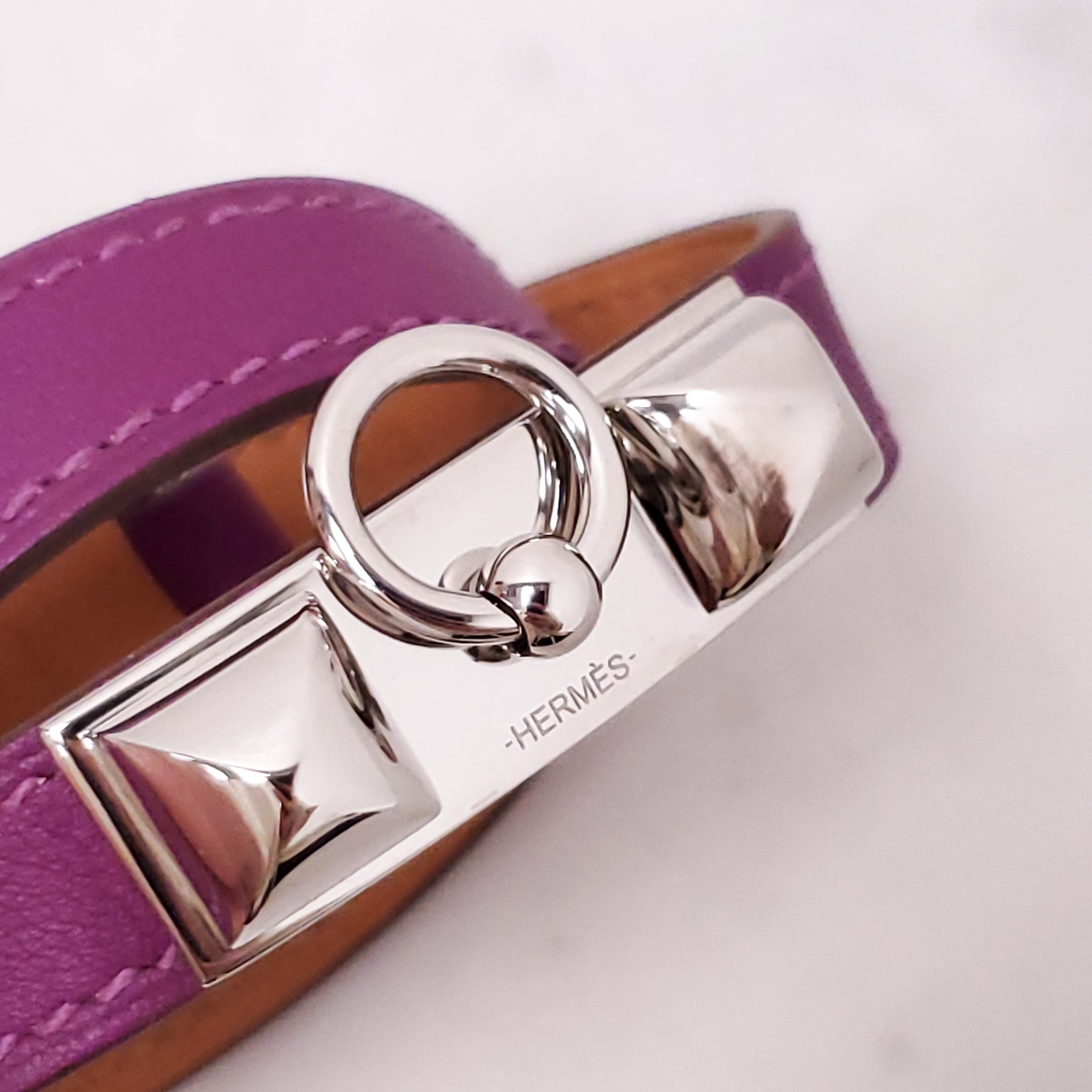 HERMÈS PURPLE 'CHAMONIX RIVALE DOUBLE TOUR' BRACELET - SIZE XS