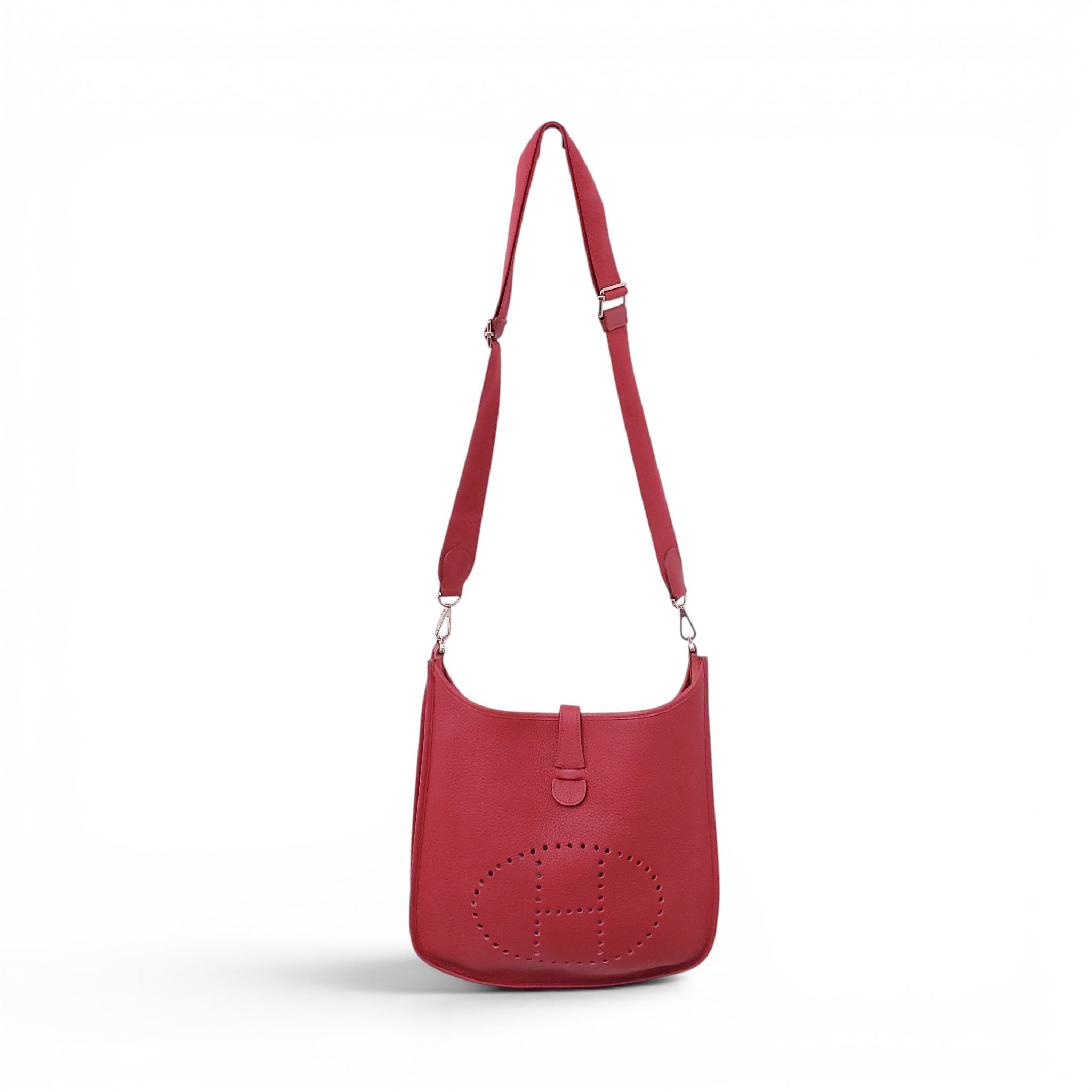 HERMÈS RED CLÉMENCE LEATHER EVELYN 29 GM BAG