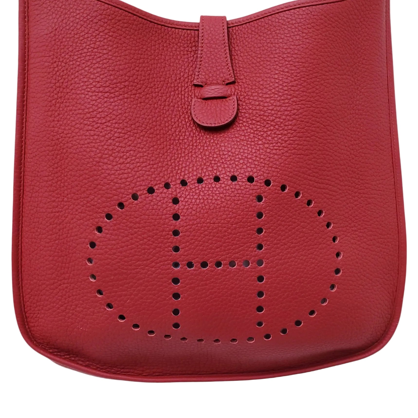 HERMÈS RED CLÉMENCE LEATHER EVELYN 29 GM BAG