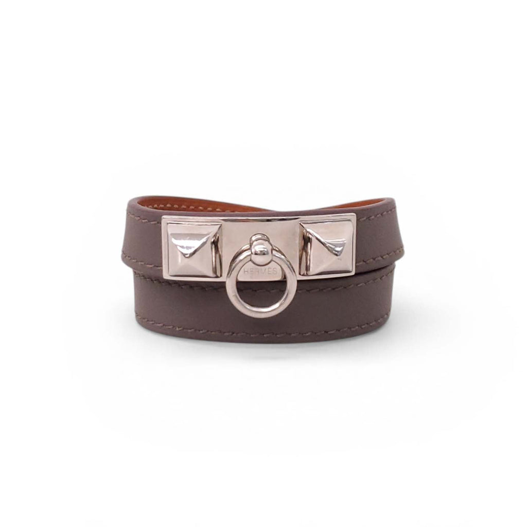 HERMÈS TAUPE RIVALE DOUBLE TOUR BRACELET - SIZE XS