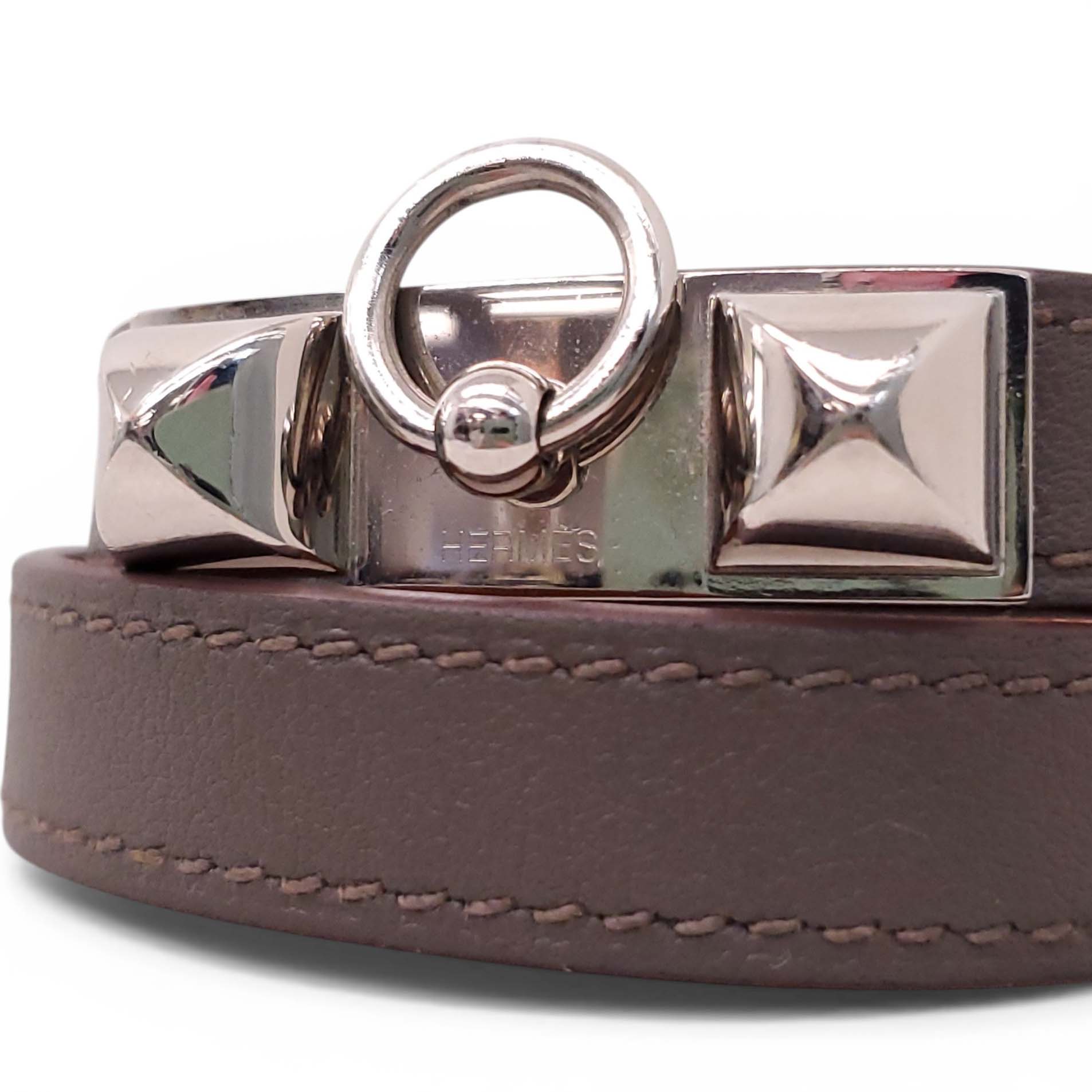 HERMÈS TAUPE RIVALE DOUBLE TOUR BRACELET - SIZE XS