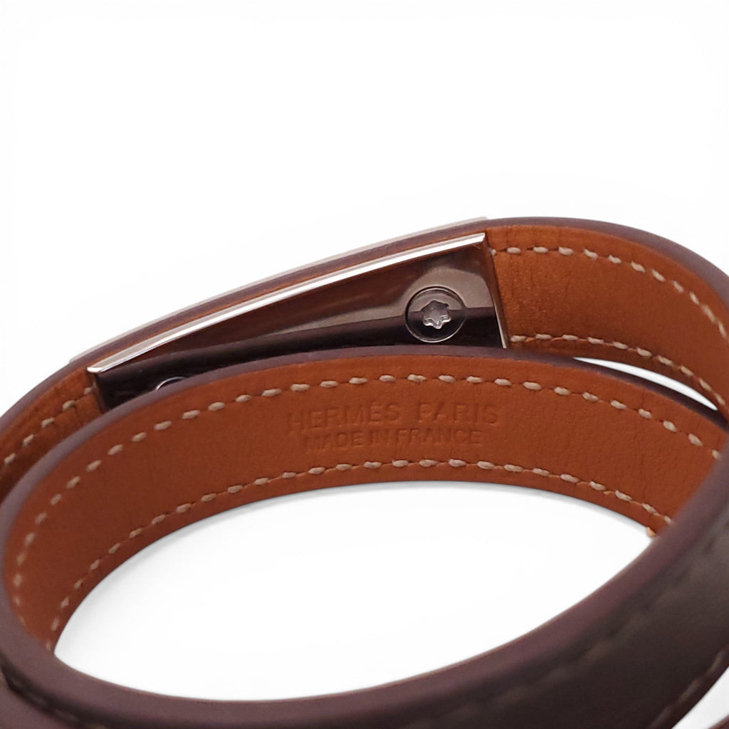 HERMÈS TAUPE RIVALE DOUBLE TOUR BRACELET - SIZE XS