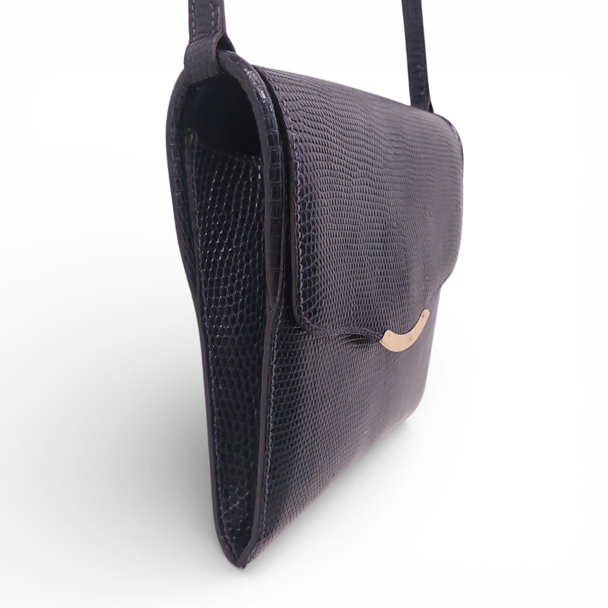 HERMÈS VINTAGE NAVY ALLIGATOR SHOULDER BAG