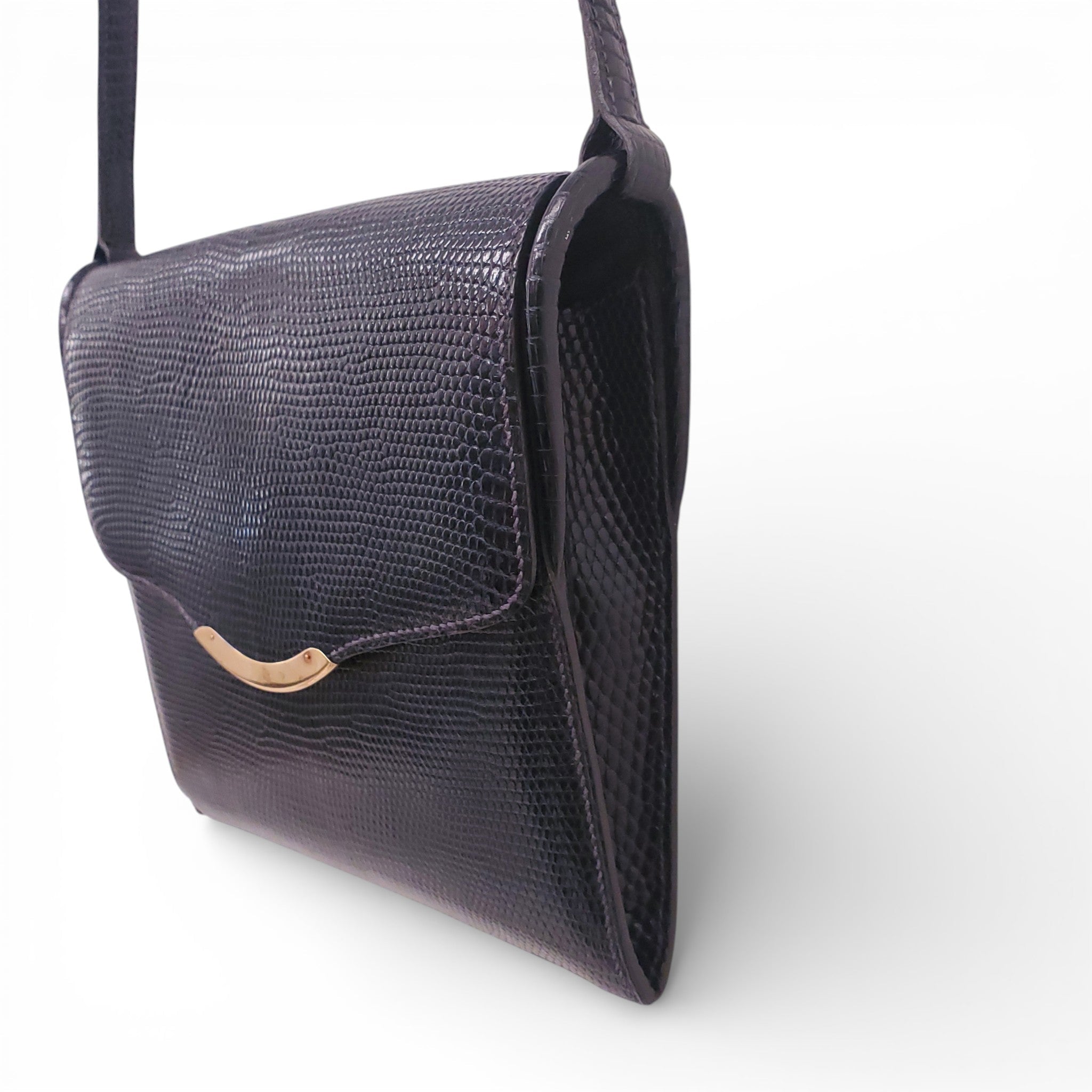 HERMÈS VINTAGE NAVY ALLIGATOR SHOULDER BAG