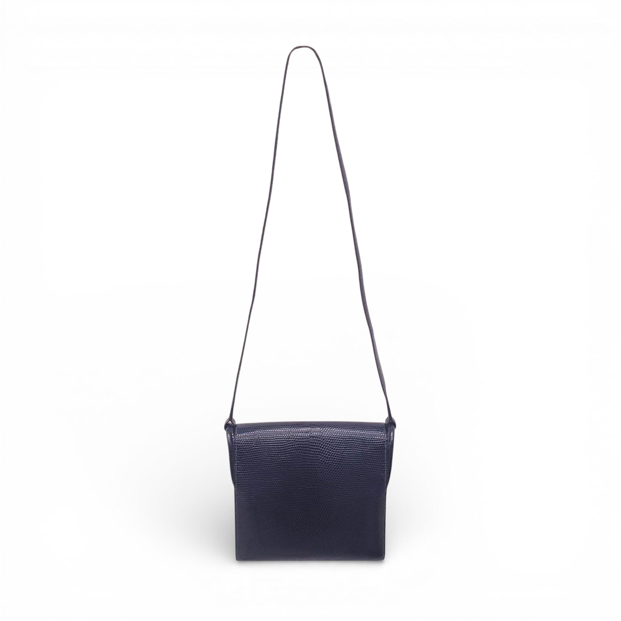 HERMÈS VINTAGE NAVY ALLIGATOR SHOULDER BAG