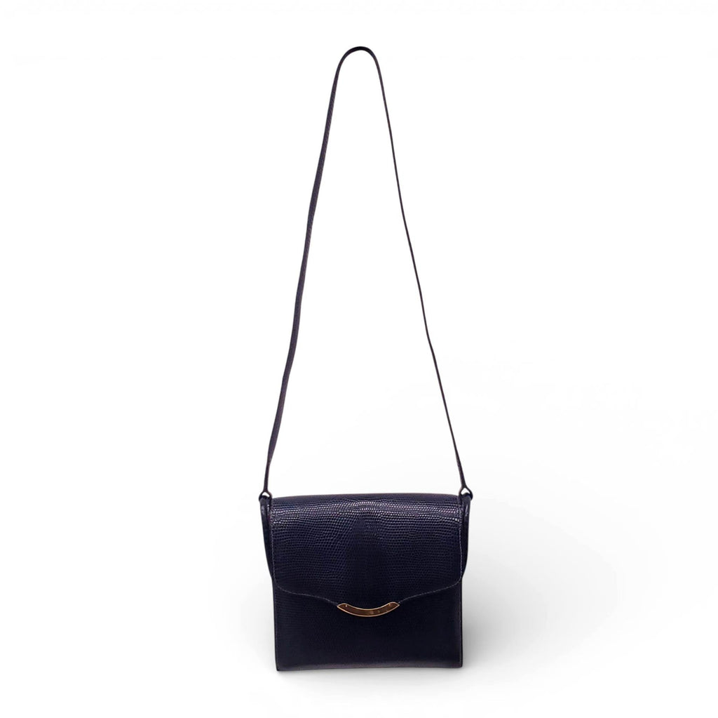 HERMÈS VINTAGE NAVY ALLIGATOR SHOULDER BAG