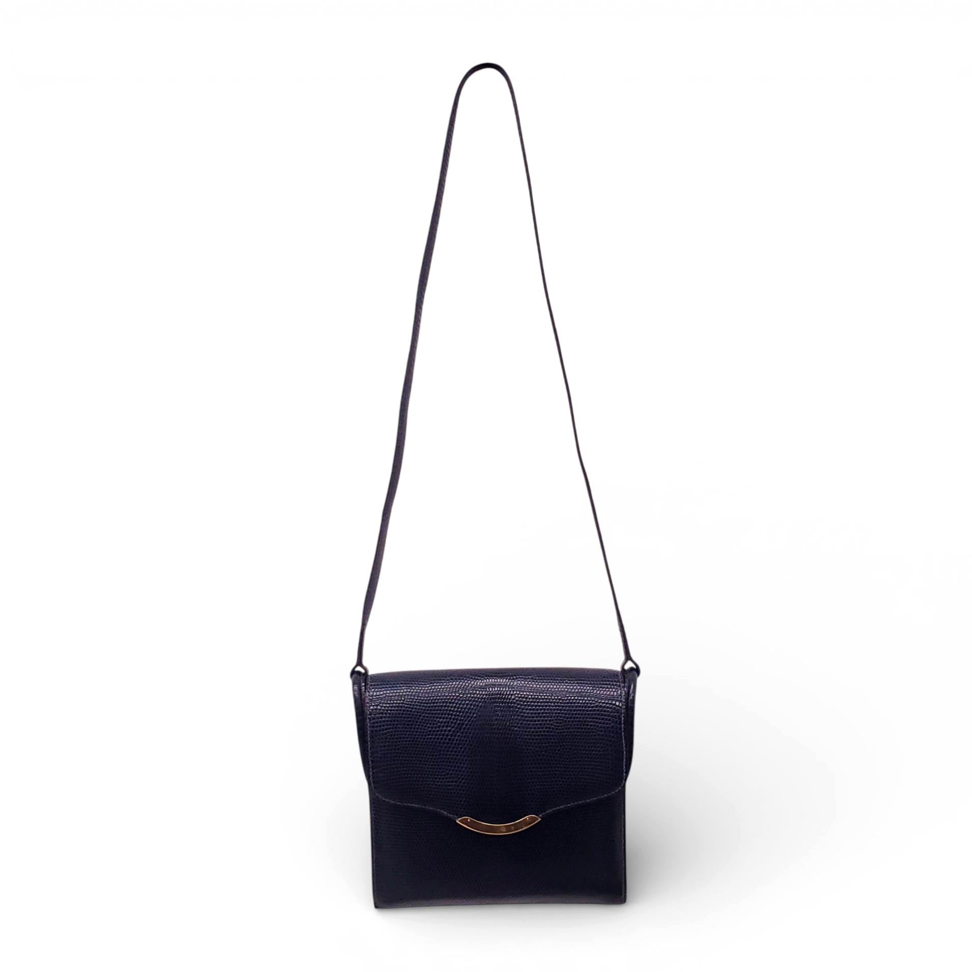 HERMÈS VINTAGE NAVY ALLIGATOR SHOULDER BAG