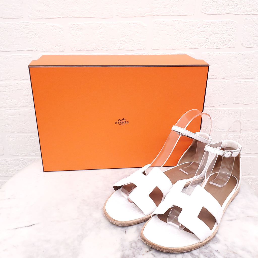 HERMÈS WHITE LEGEND SANDALS - SIZE 36