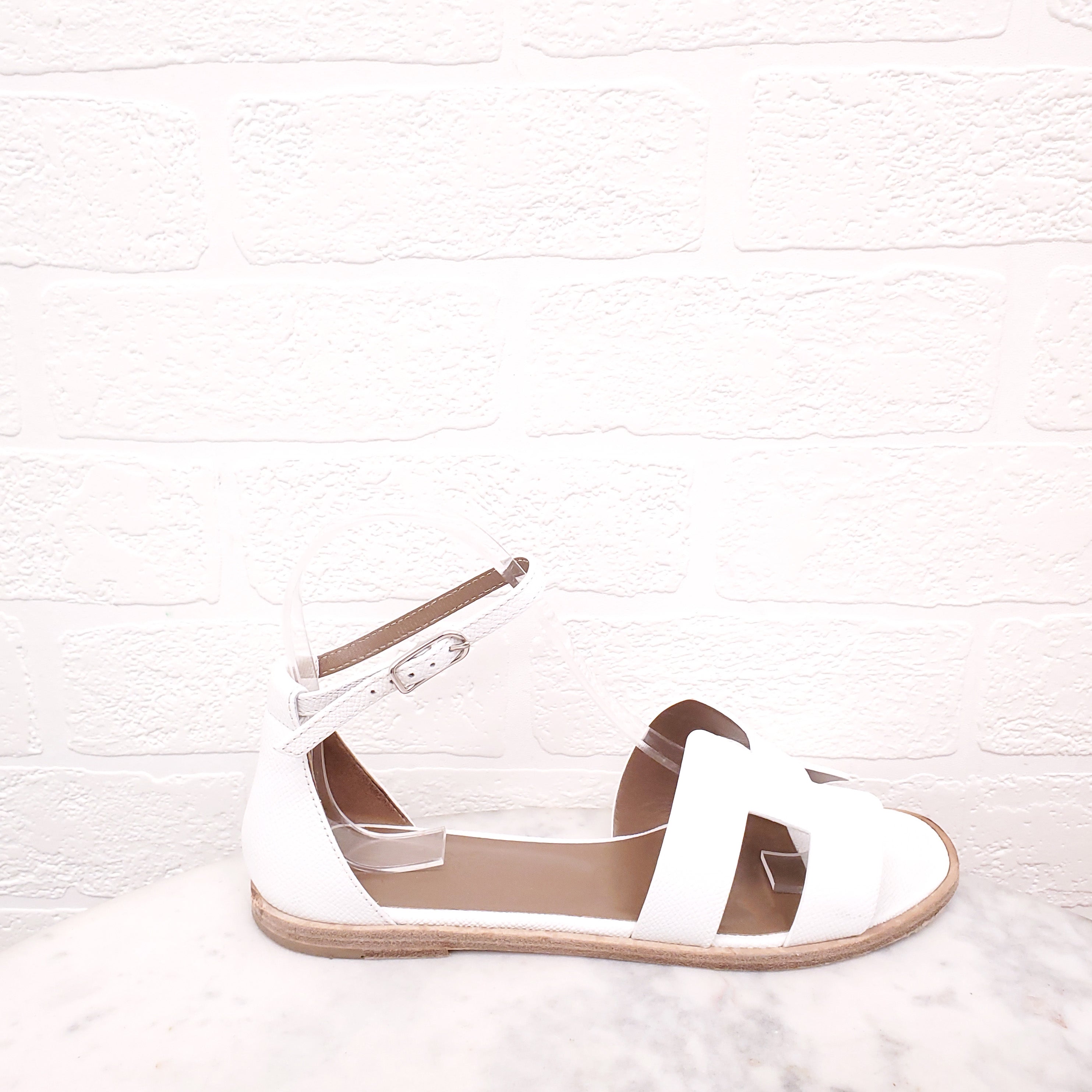 HERMÈS WHITE LEGEND SANDALS - SIZE 36