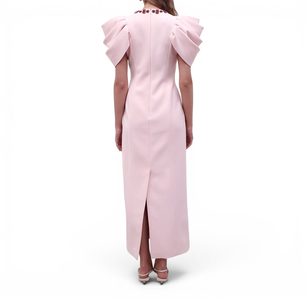 HUISHAN ZHANG PINK DRESS WITH BEADED CRYSTAL DETAILS - SIZE 6