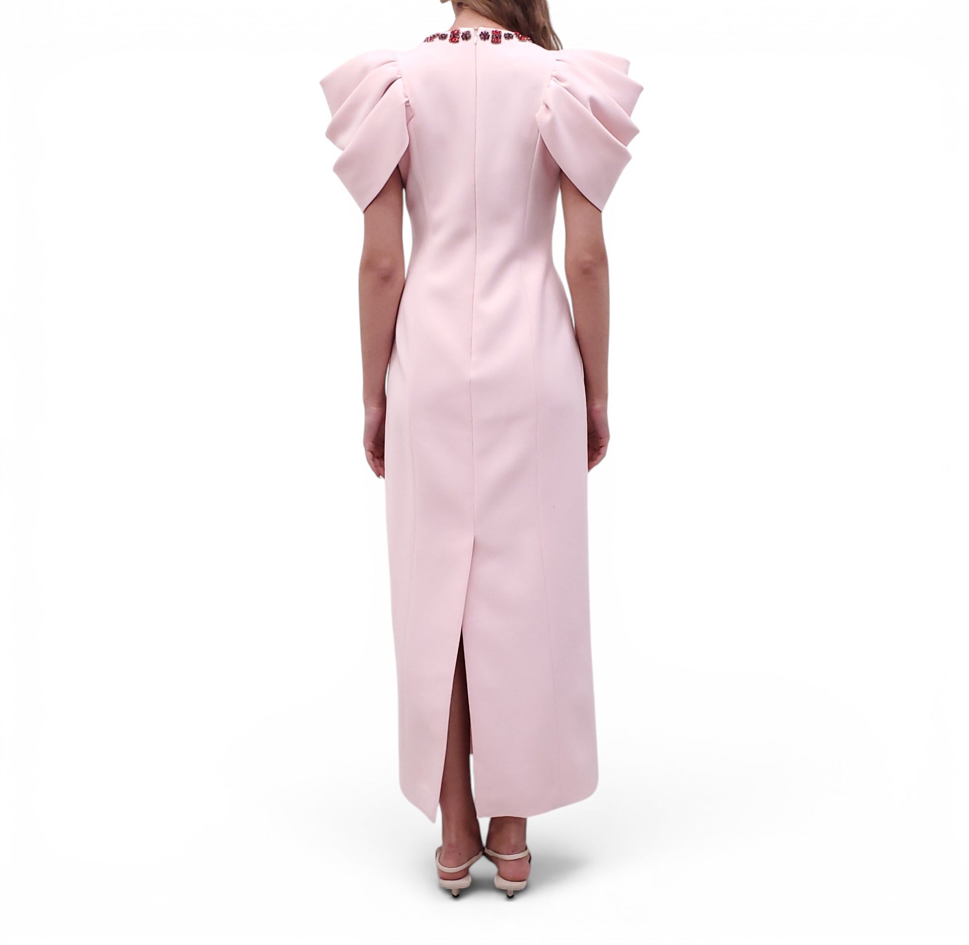 HUISHAN ZHANG PINK DRESS WITH BEADED CRYSTAL DETAILS - SIZE 6