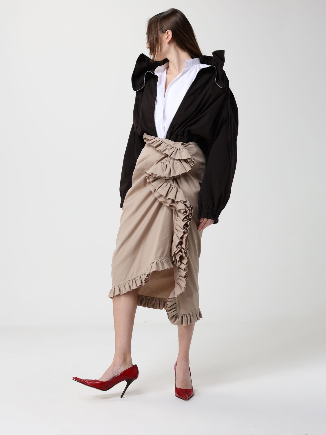 Dries Van Noten Women Cotton Blend Ruffled Jacket