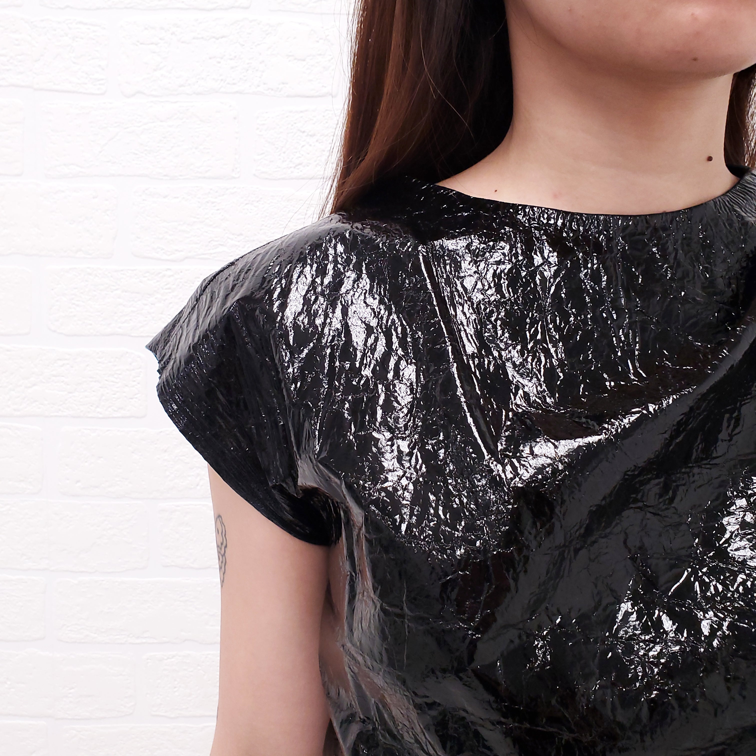ISABEL MARANT BLACK CRINKLED LEATHER SHORT SLEEVE TOP - SIZE 36
