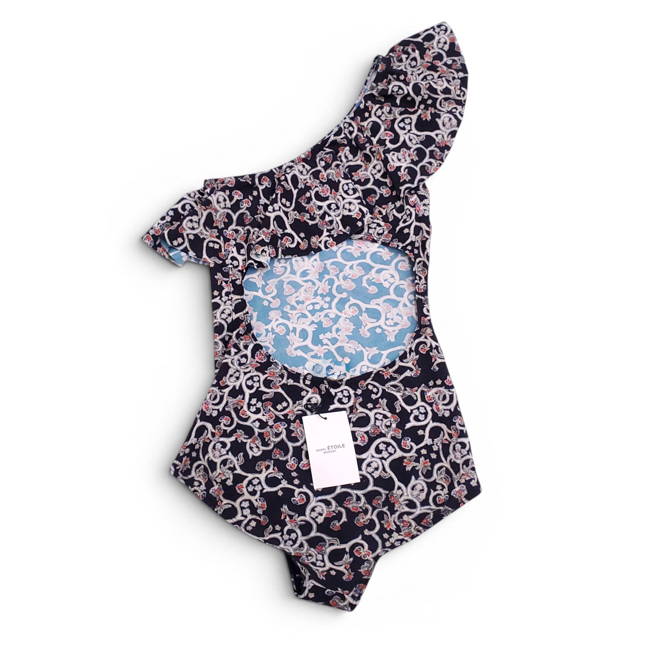 ISABEL MARANT ÉTOILE PAISLEY PATTERNED ONE-SHOULDER SWIMSUIT - SIZE 34