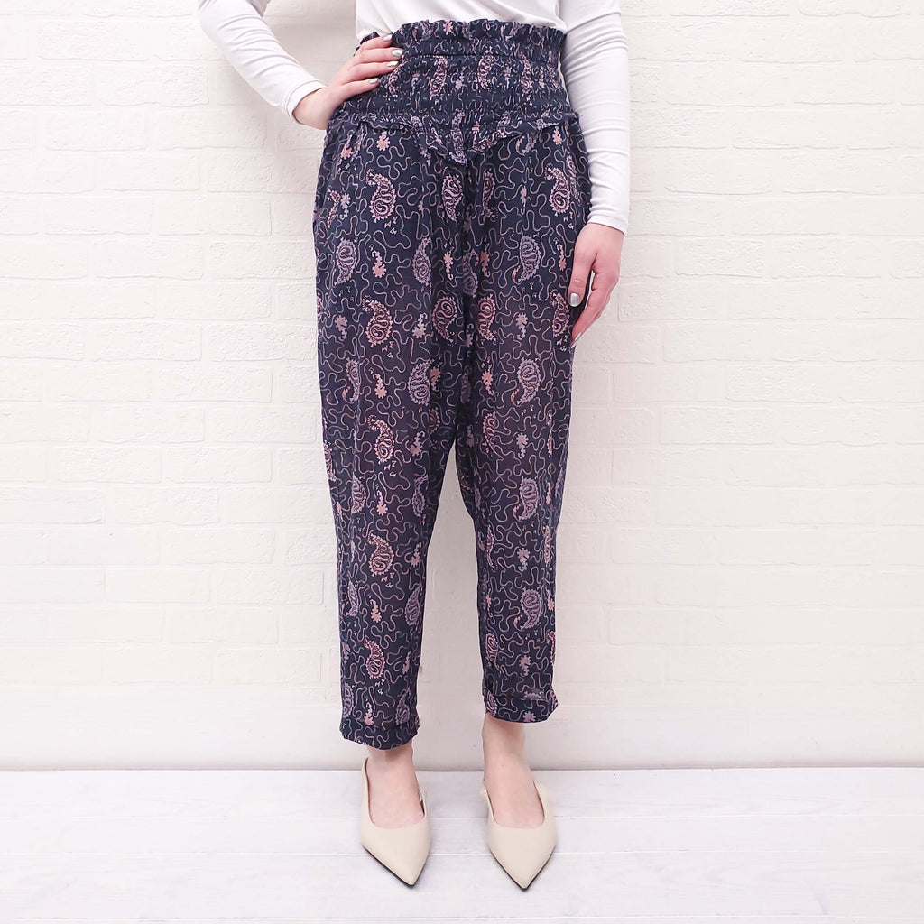 ISABEL MARANT ÉTOILE PATTERNED TROUSERS  WITH ELASTIC WAIST- SIZE 38