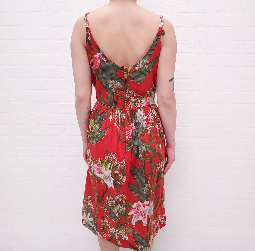ISABEL MARANT ÉTOILE RED PALM LEAF PATTERNED DRESS - SIZE 36