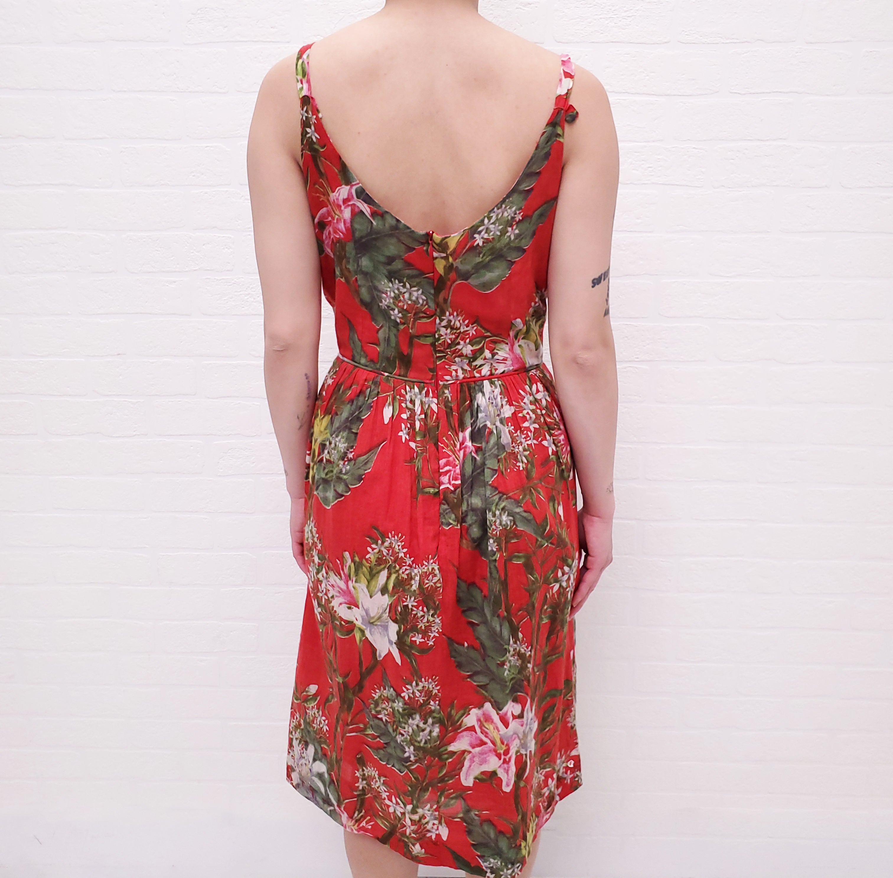 ISABEL MARANT ÉTOILE RED PALM LEAF PATTERNED DRESS - SIZE 36