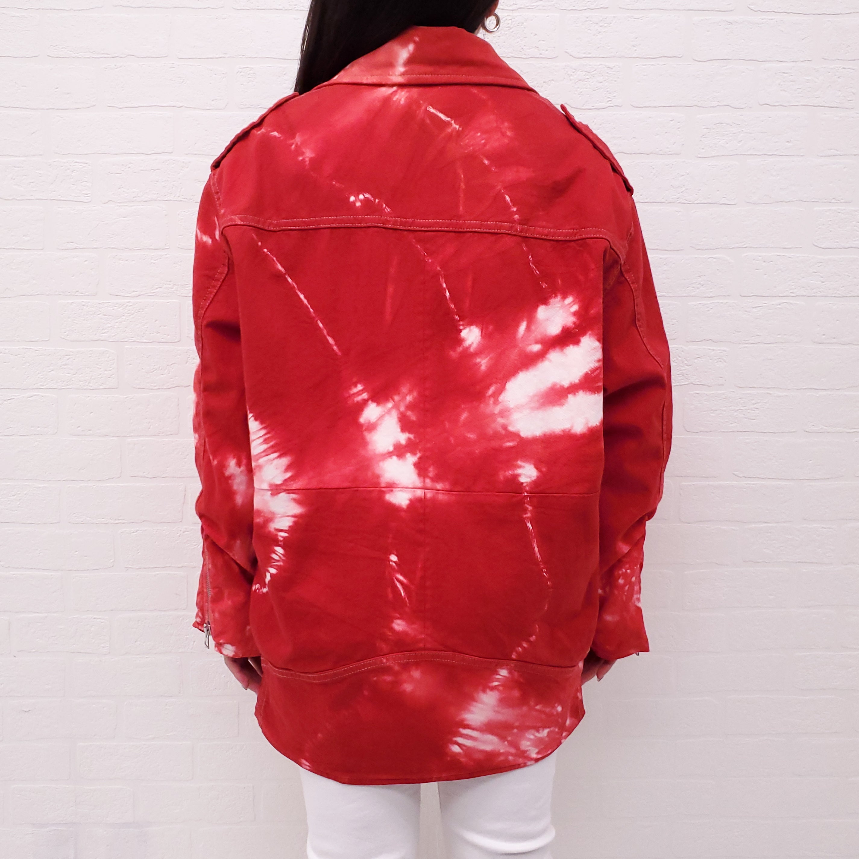 ISABEL MARANT RED TIE DYE DENIM JACKET - SIZE 40