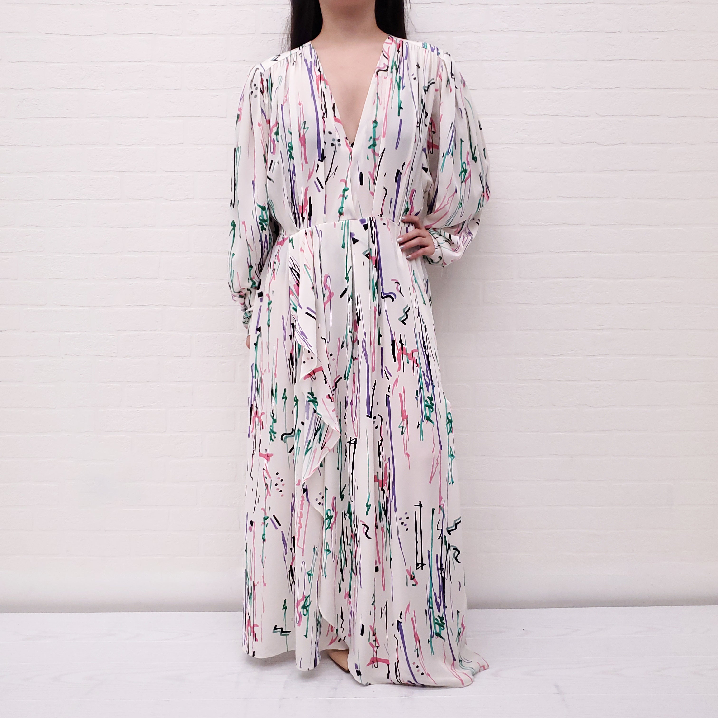 ISABEL MARANT WHITE PRINTED BLAINE DRESS - SIZE 40