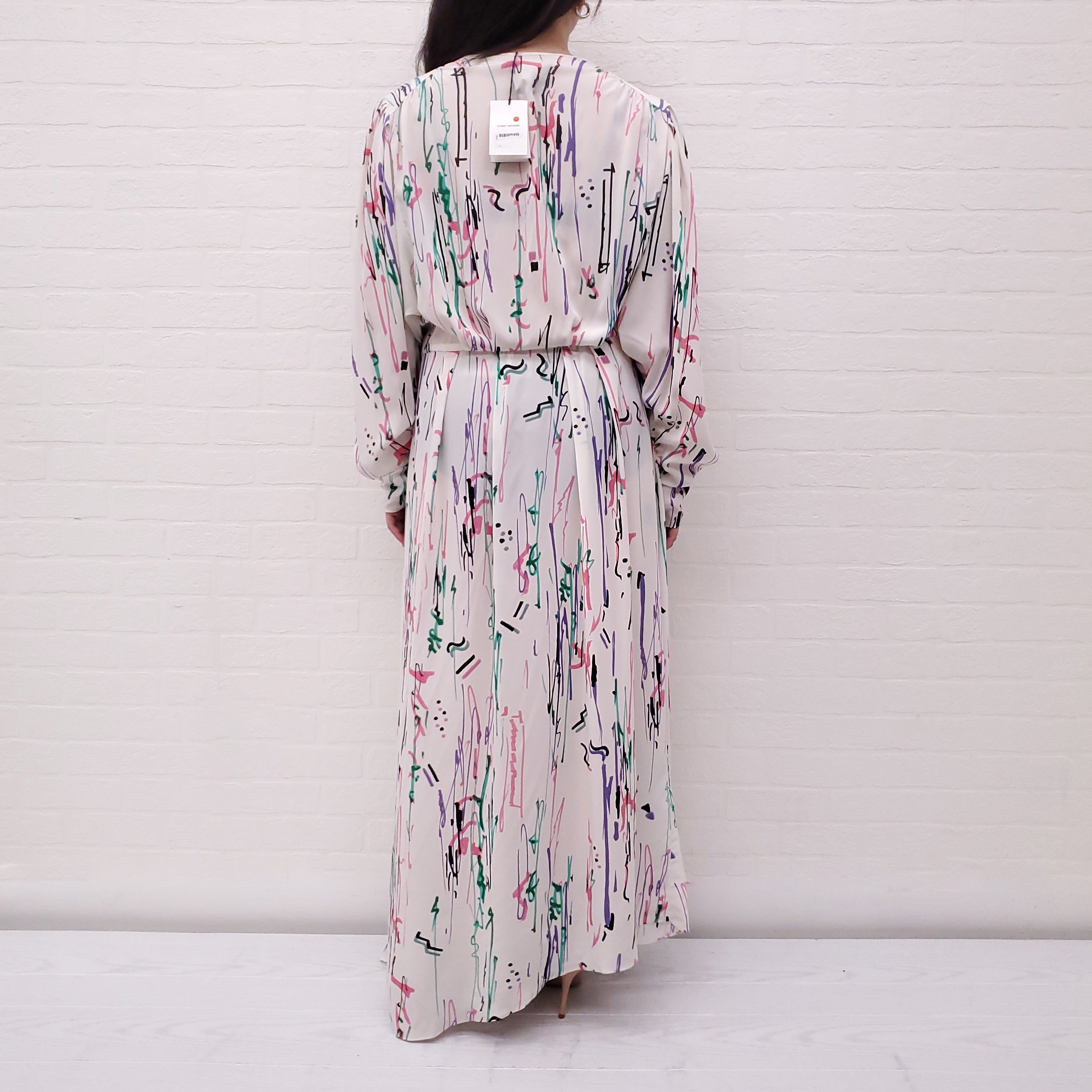 ISABEL MARANT WHITE PRINTED BLAINE DRESS - SIZE 40