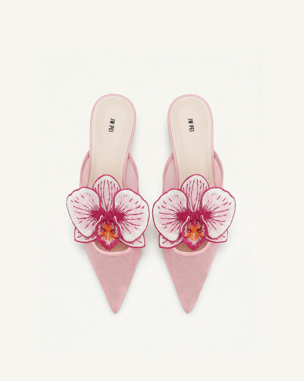 Helena Embroidery Decoration Pierced Mules - Pink
